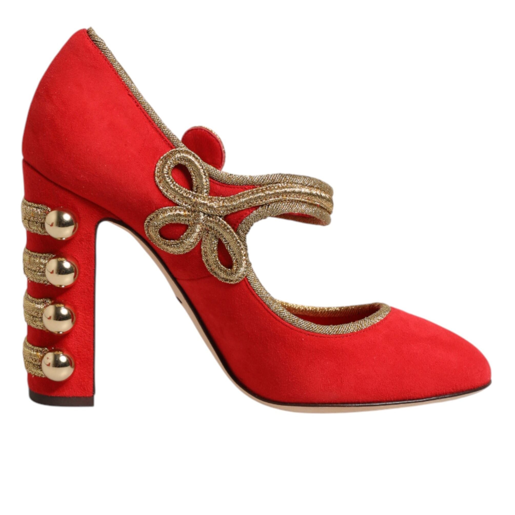 Dolce & Gabbana Red Embellished MARY JANES Pumps Shoes