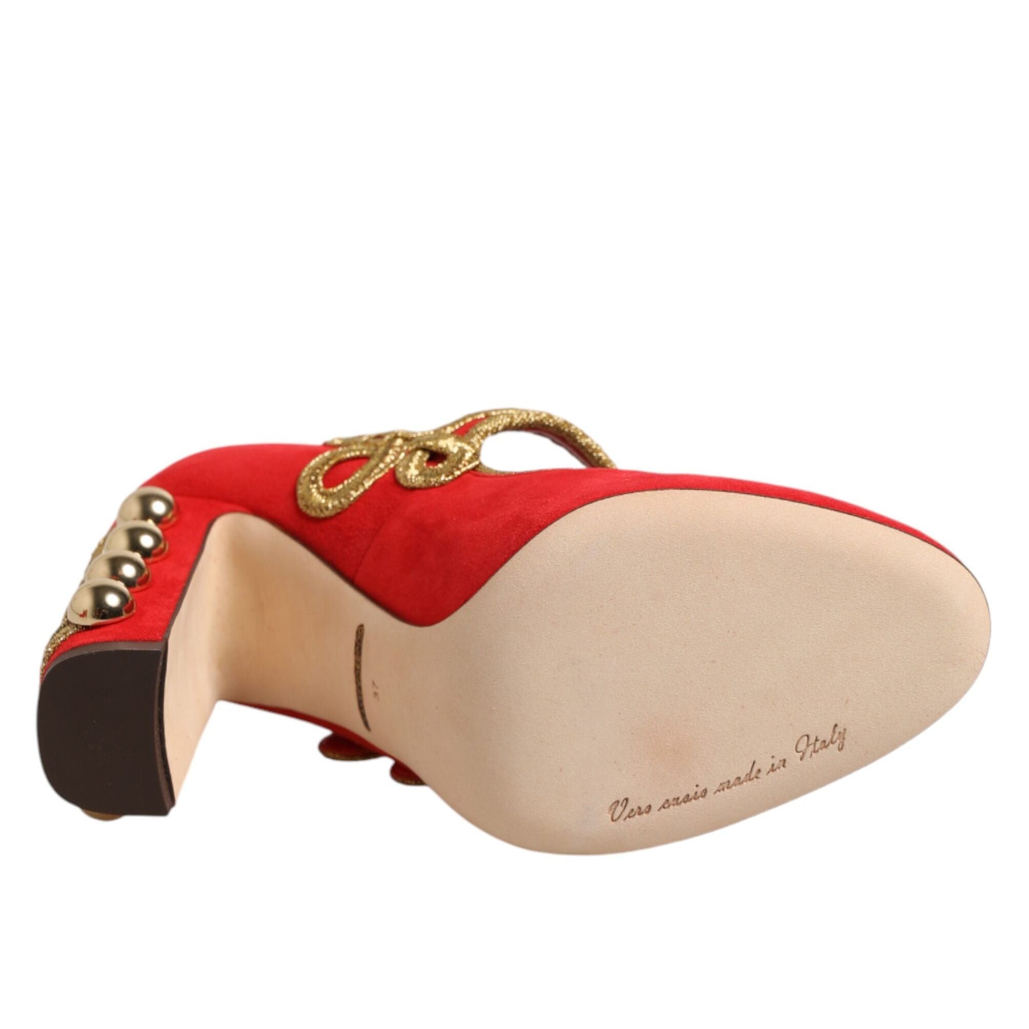 Dolce & Gabbana Red Embellished MARY JANES Pumps Shoes