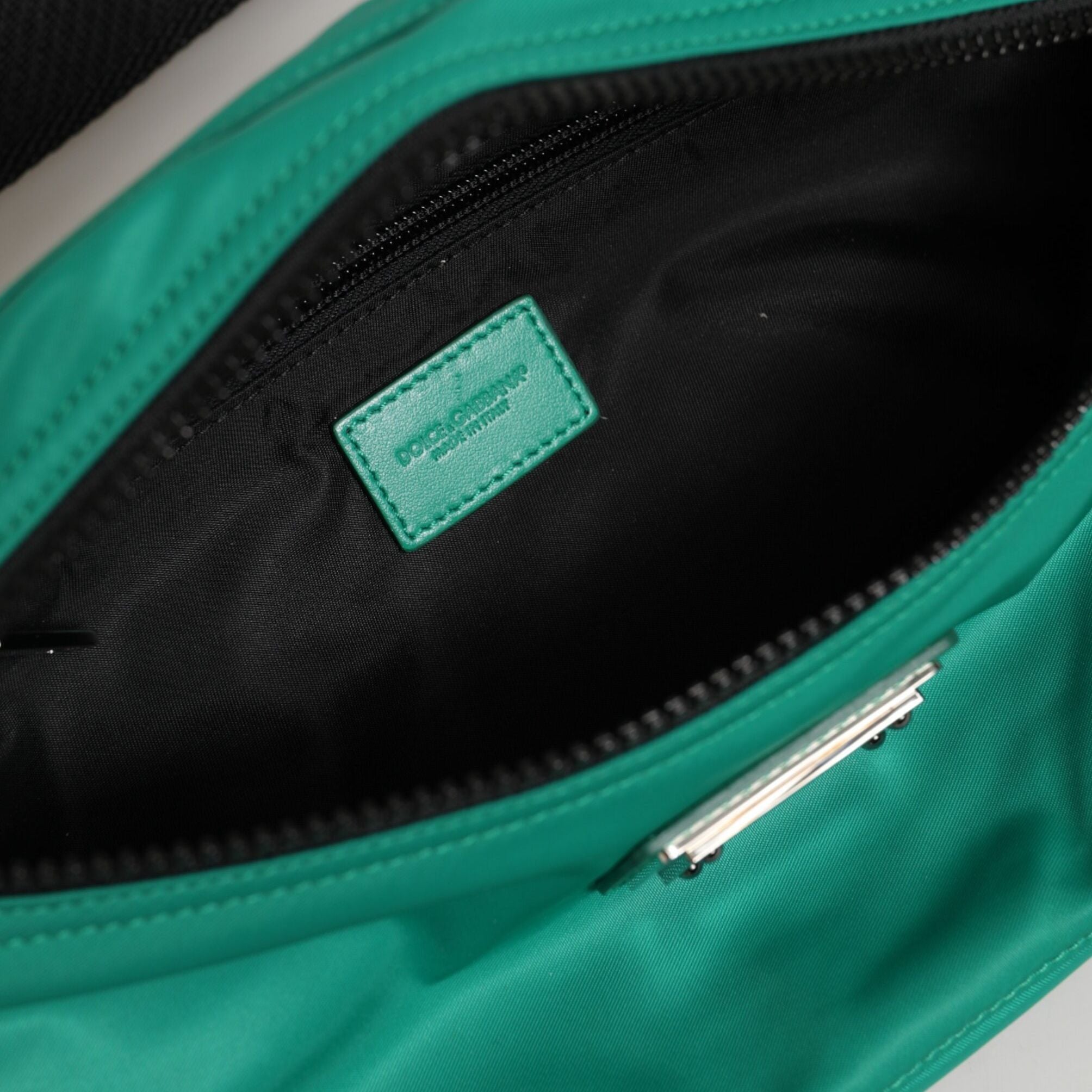 Dolce & Gabbana Green Logo Plaque Nylon Waist Fanny Pack Men's Borse Bag