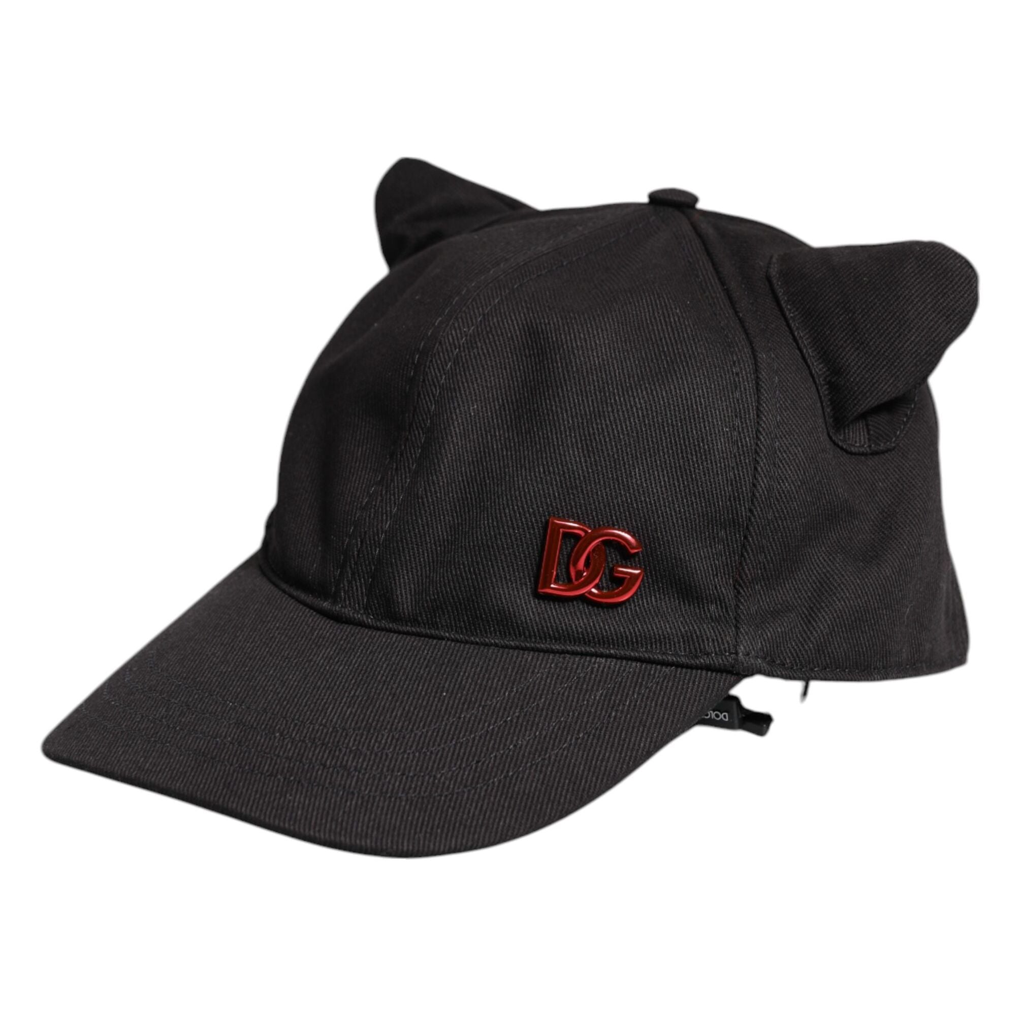 Dolce & Gabbana Black Cotton Logo Patch 6 Panels Baseball Cap Hat