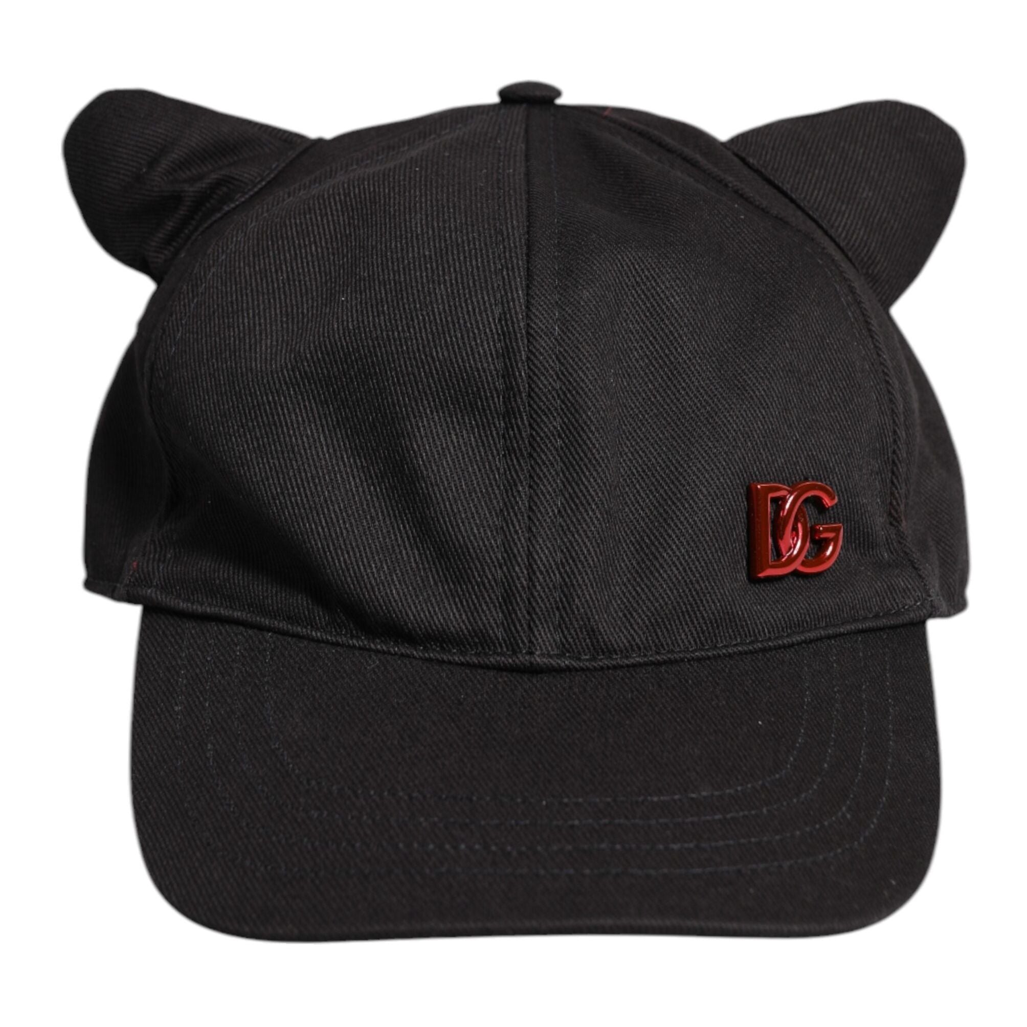 Dolce & Gabbana Black Cotton Logo Patch 6 Panels Baseball Cap Hat