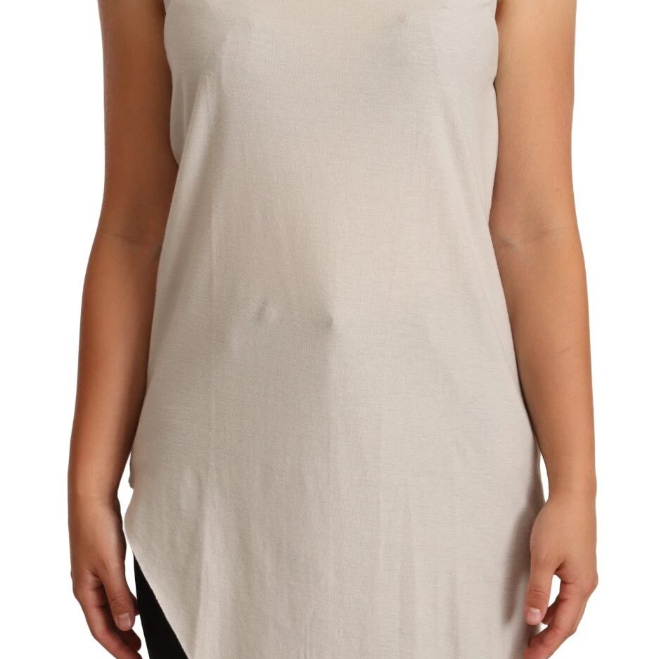 Max Mara Light Gray 100% Cotton Sleeveless Razor Back Tank Top