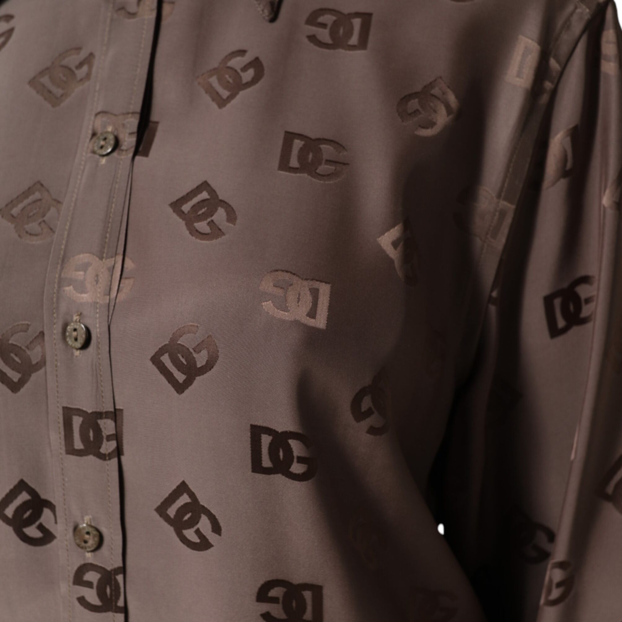 Dolce & Gabbana Brown Collared Long Sleeves Logo Shirt Top