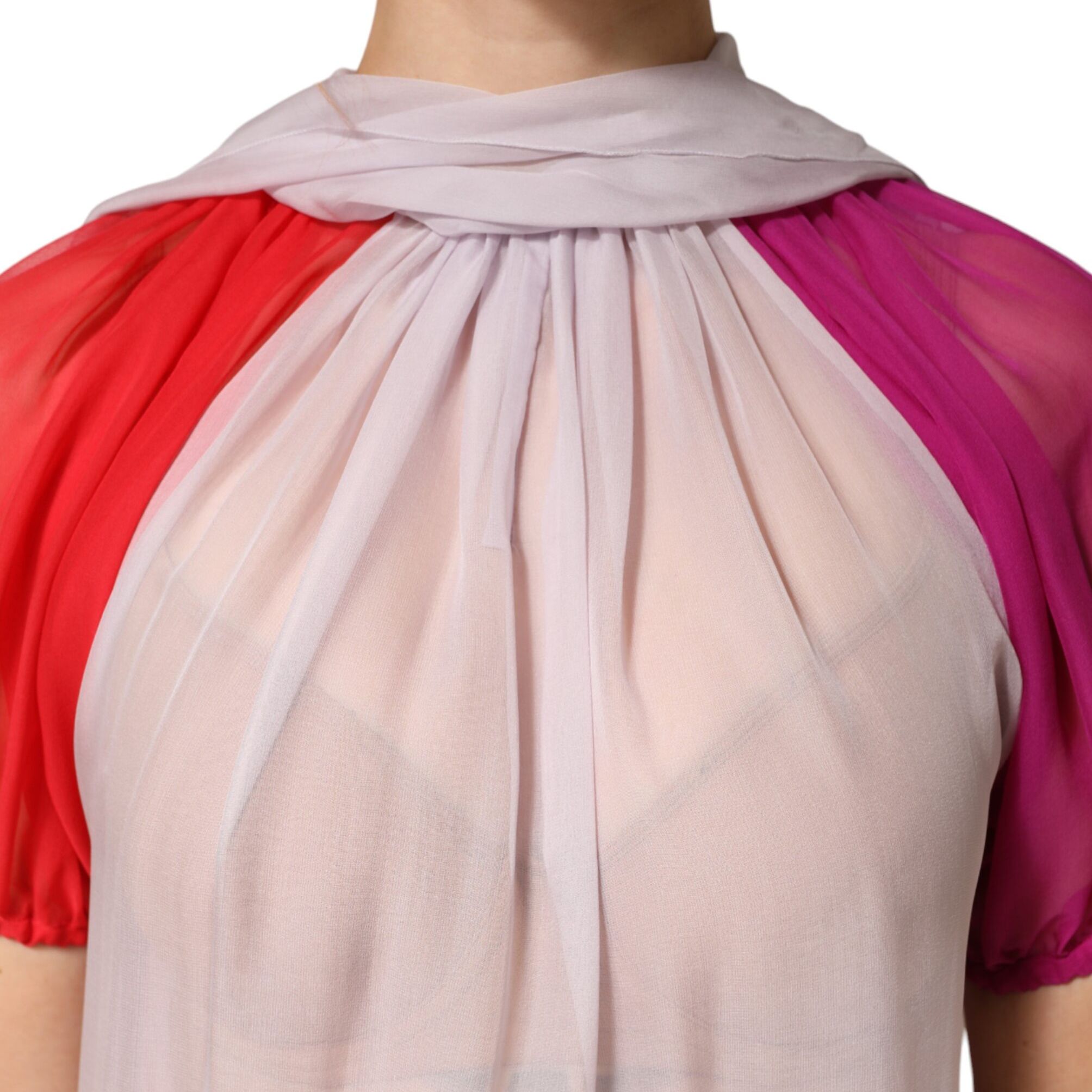 Dolce & Gabbana Multicolor Short Sleeves Silk Blouse Top