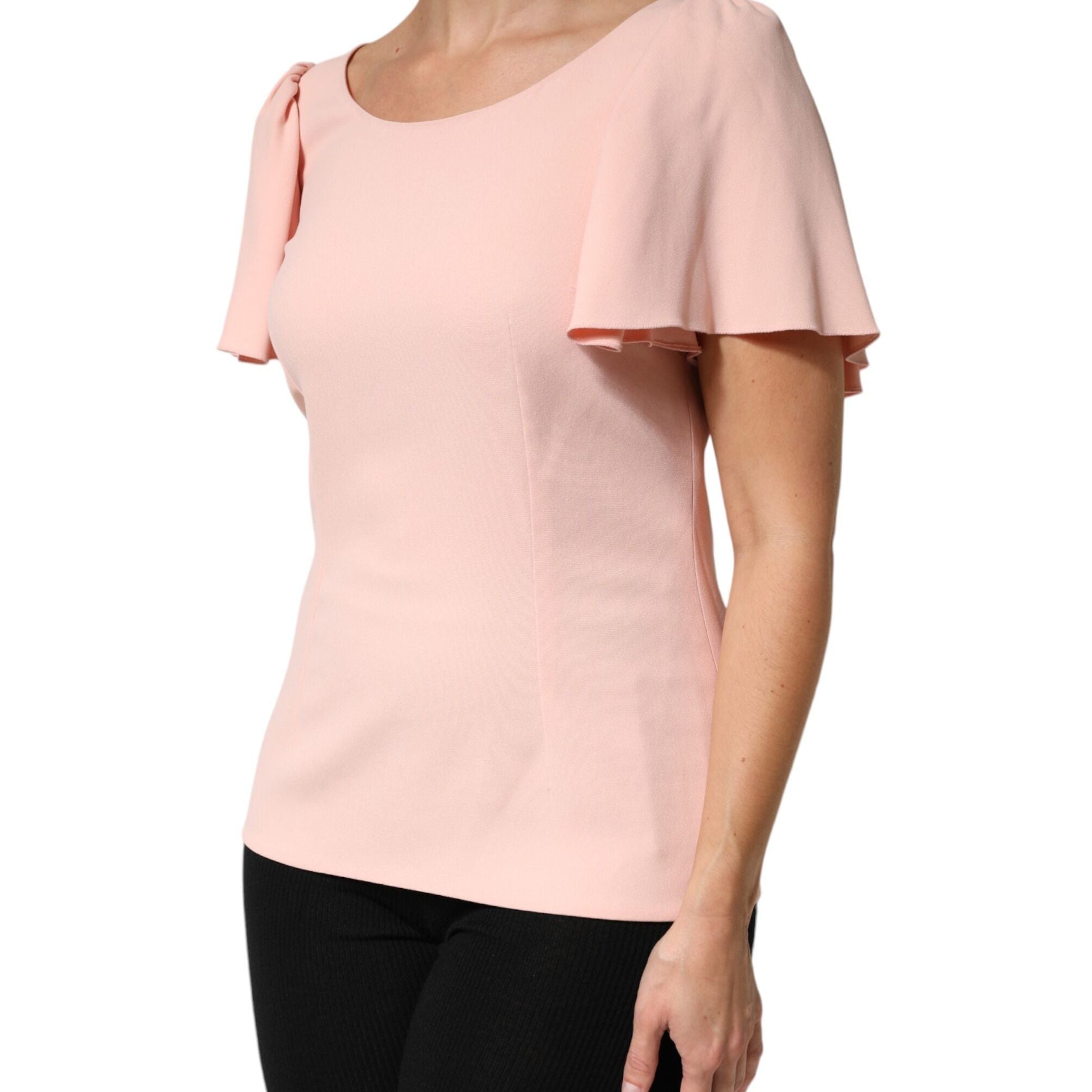 Dolce & Gabbana Pink Short Sleeves Round Neck Blouse Top