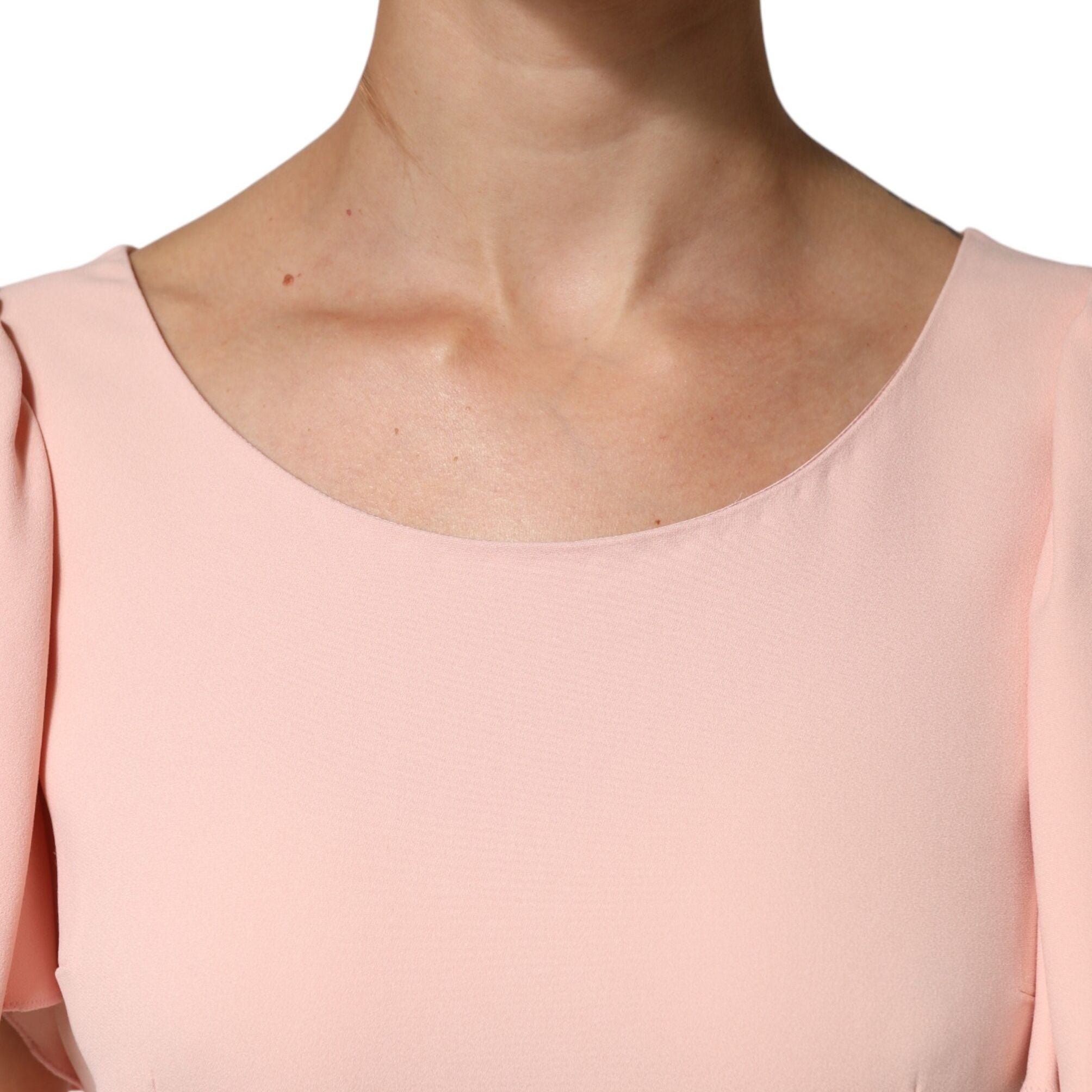 Dolce & Gabbana Pink Short Sleeves Round Neck Blouse Top