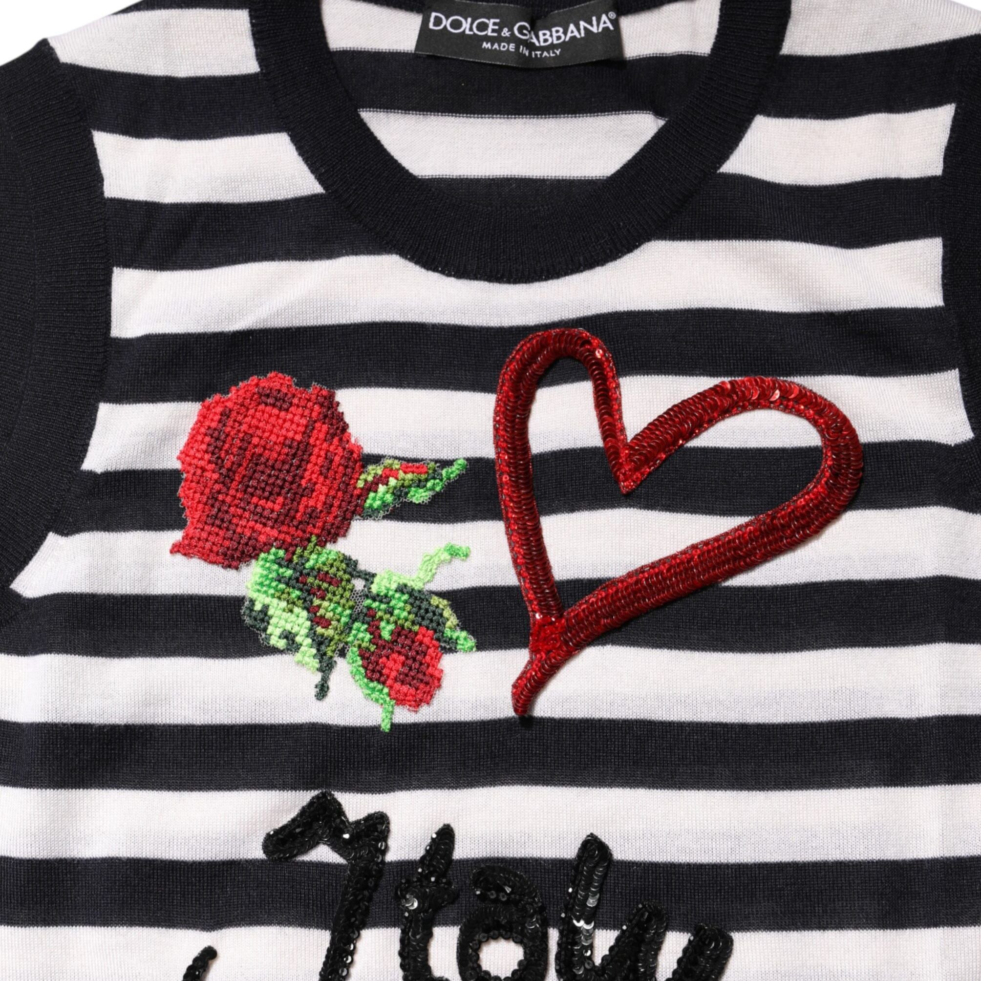 Dolce & Gabbana Black White Cashmere Silk Sleeveless Top