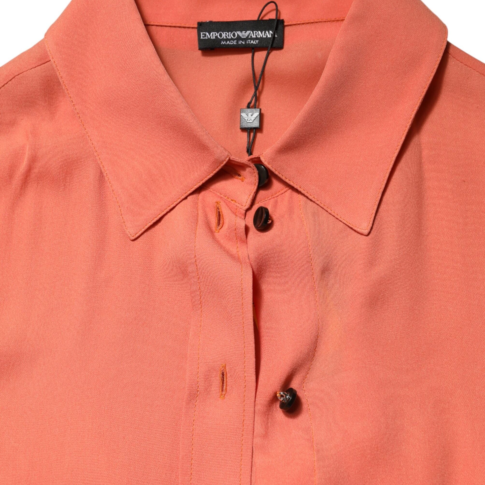 Emporio Armani Orange Collared Button Down Long Sleeves Top