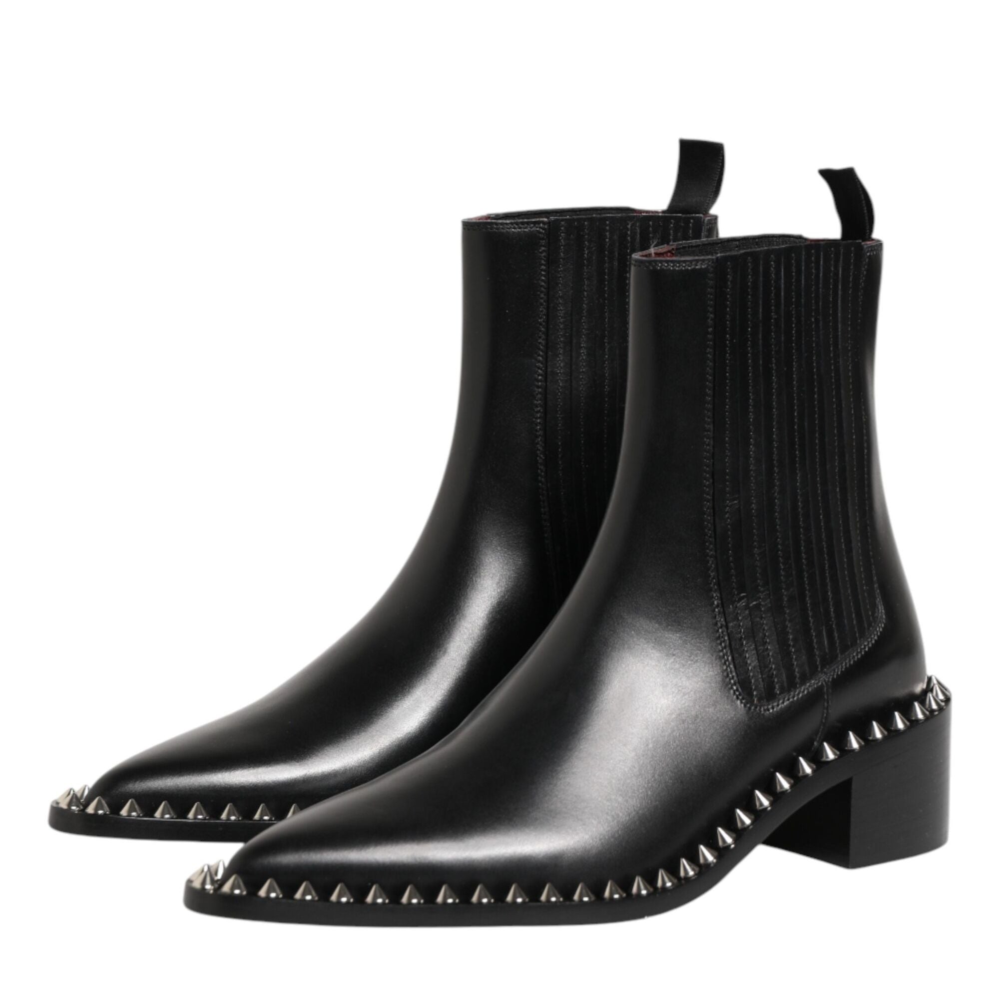 Dolce & Gabbana Black Studded Chelsea Short Ankle Boots Shoes