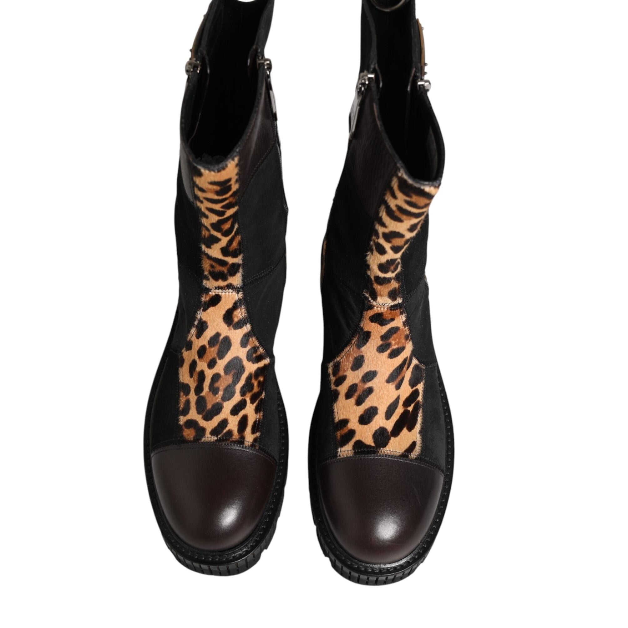 Dolce & Gabbana Multicolor Leopard Mid Calf Boots Shoes