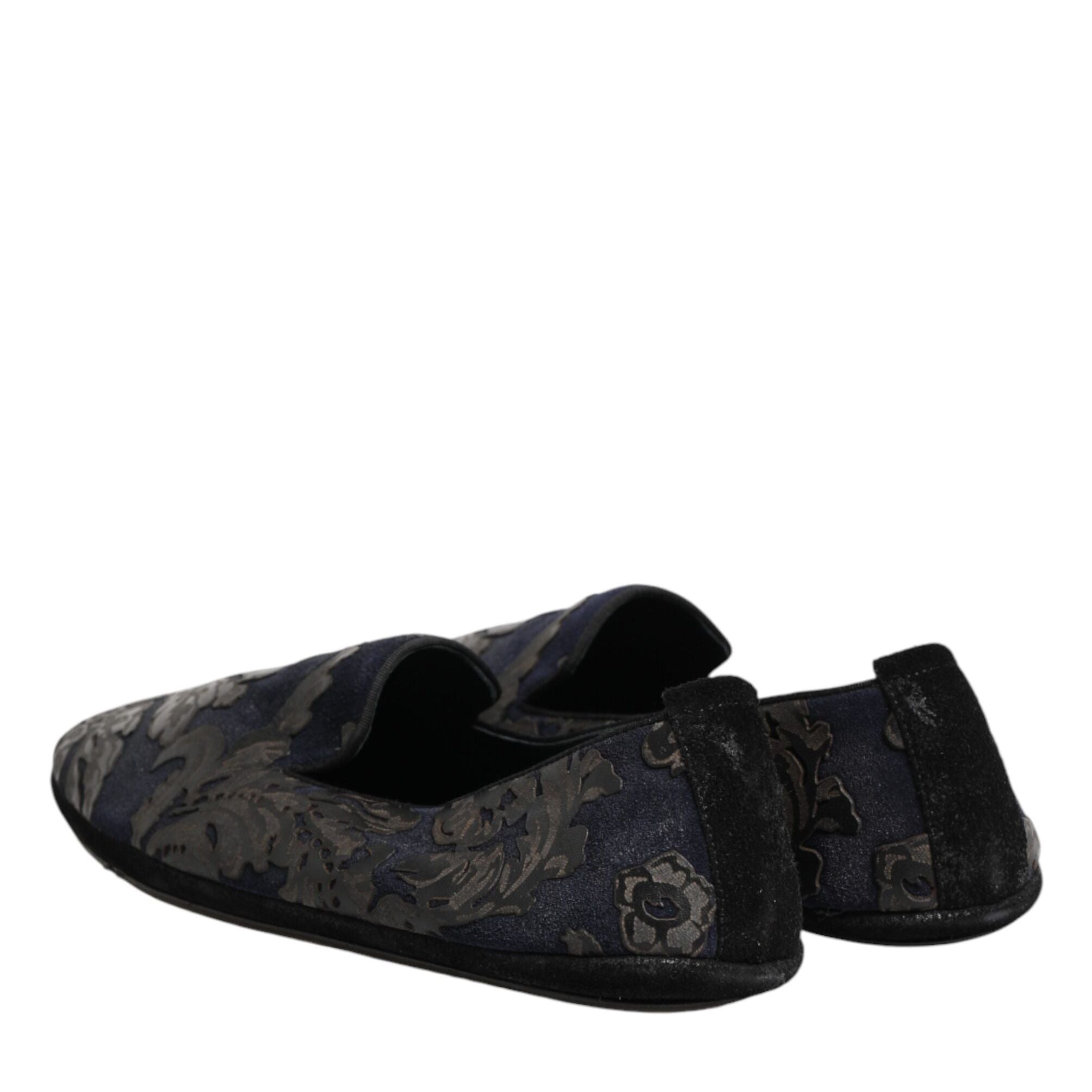 Dolce & Gabbana Black Jacquard Leather Slip On Loafers Shoes