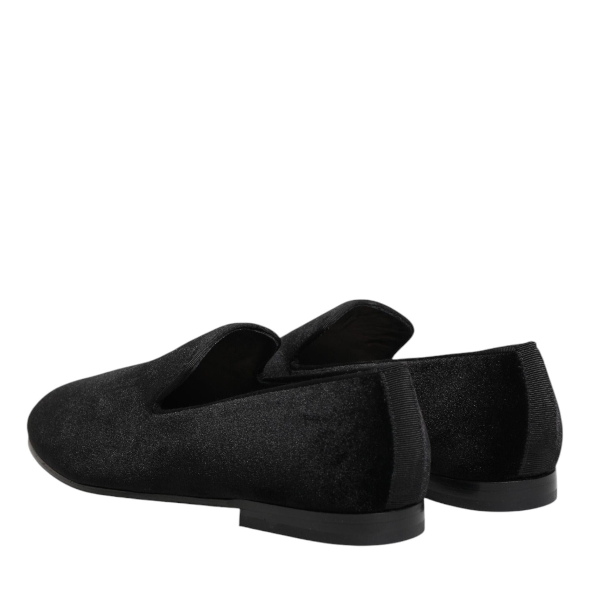 Dolce & Gabbana Black Leather Suede Slip On Loafers Dress Shoes