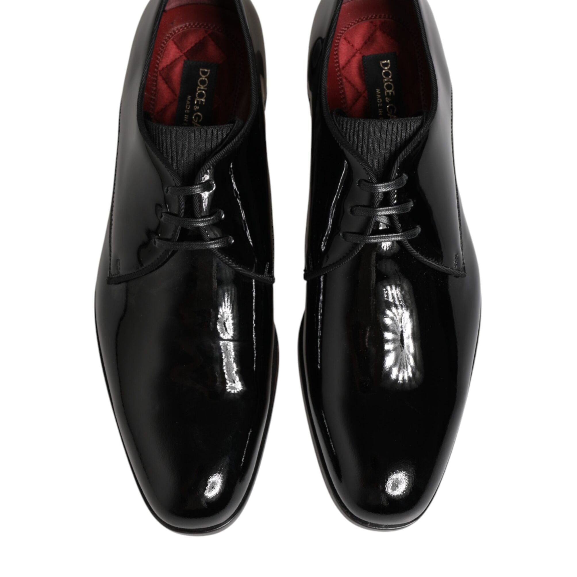 Dolce & Gabbana Black Calfskin Leather Derby Dress Shoes