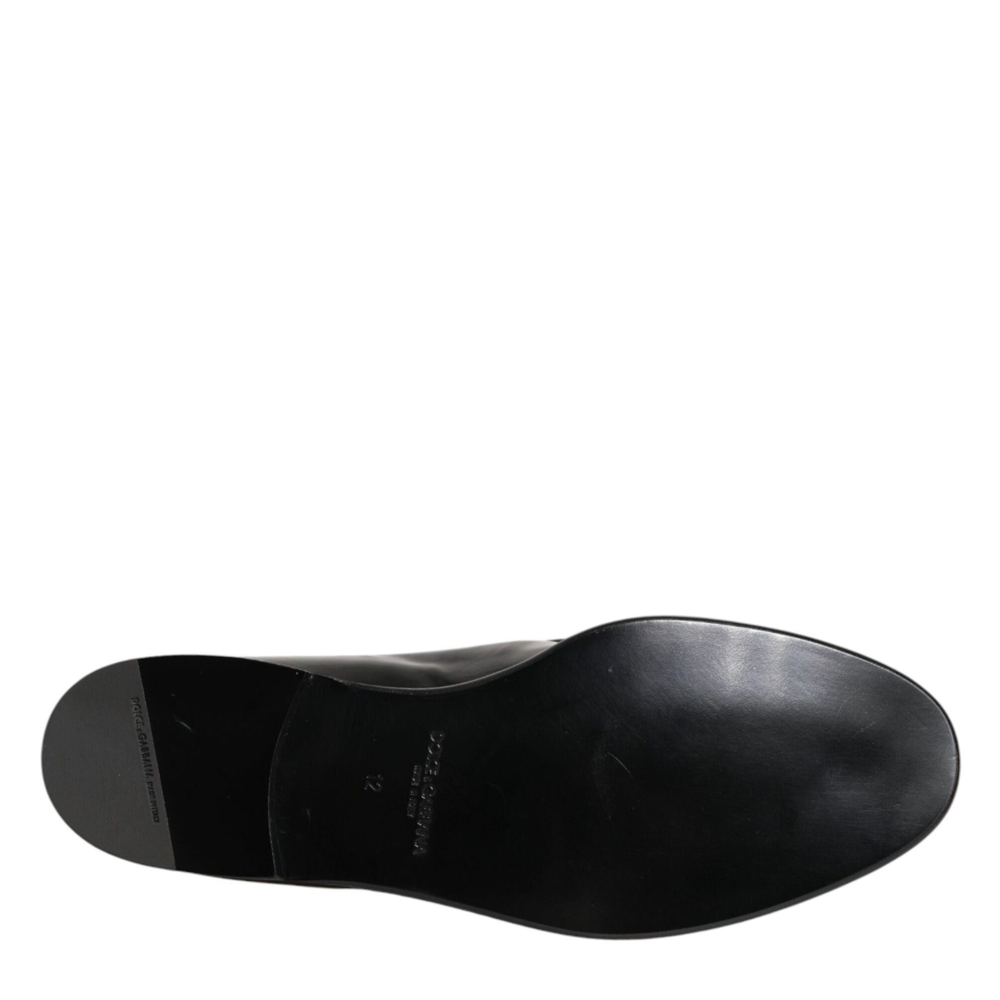 Dolce & Gabbana Black Leather Slip On Dress Men Loafers Shoes