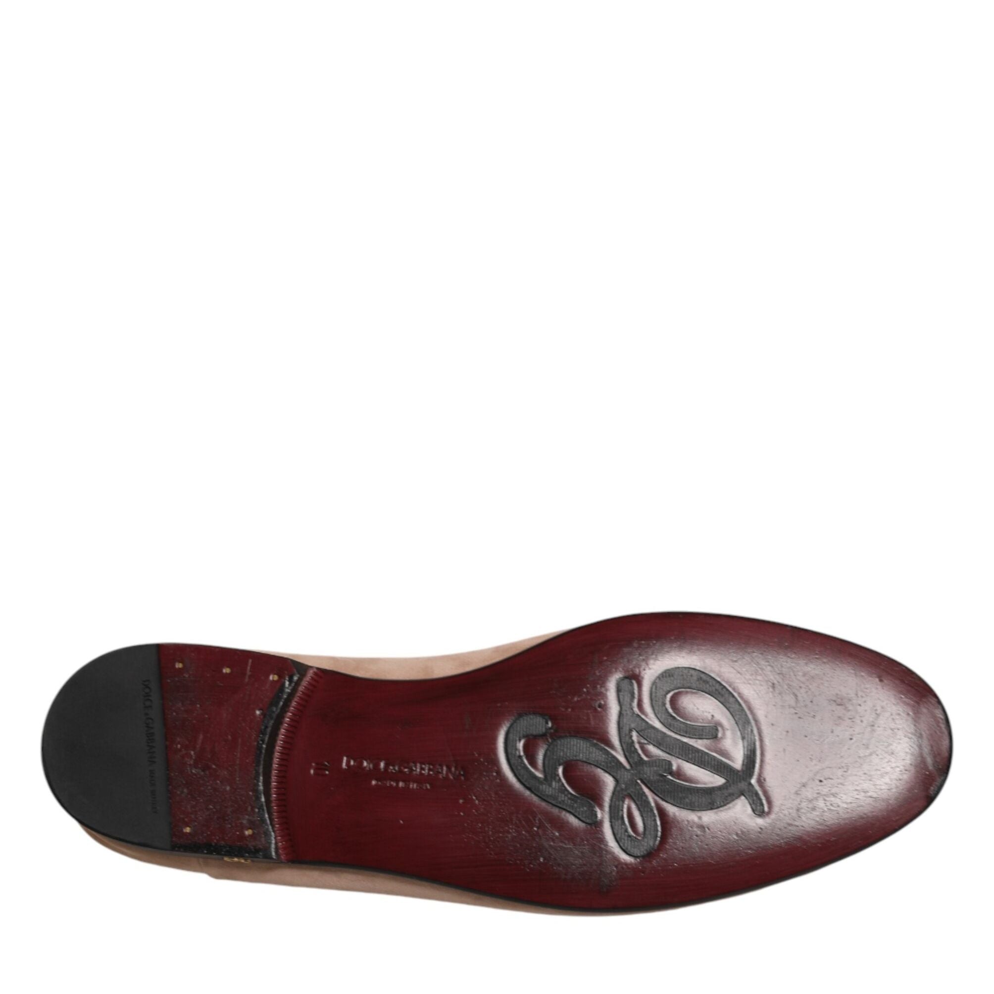 Dolce & Gabbana Beige Leather Suede Slip On Loafers Dress Shoes