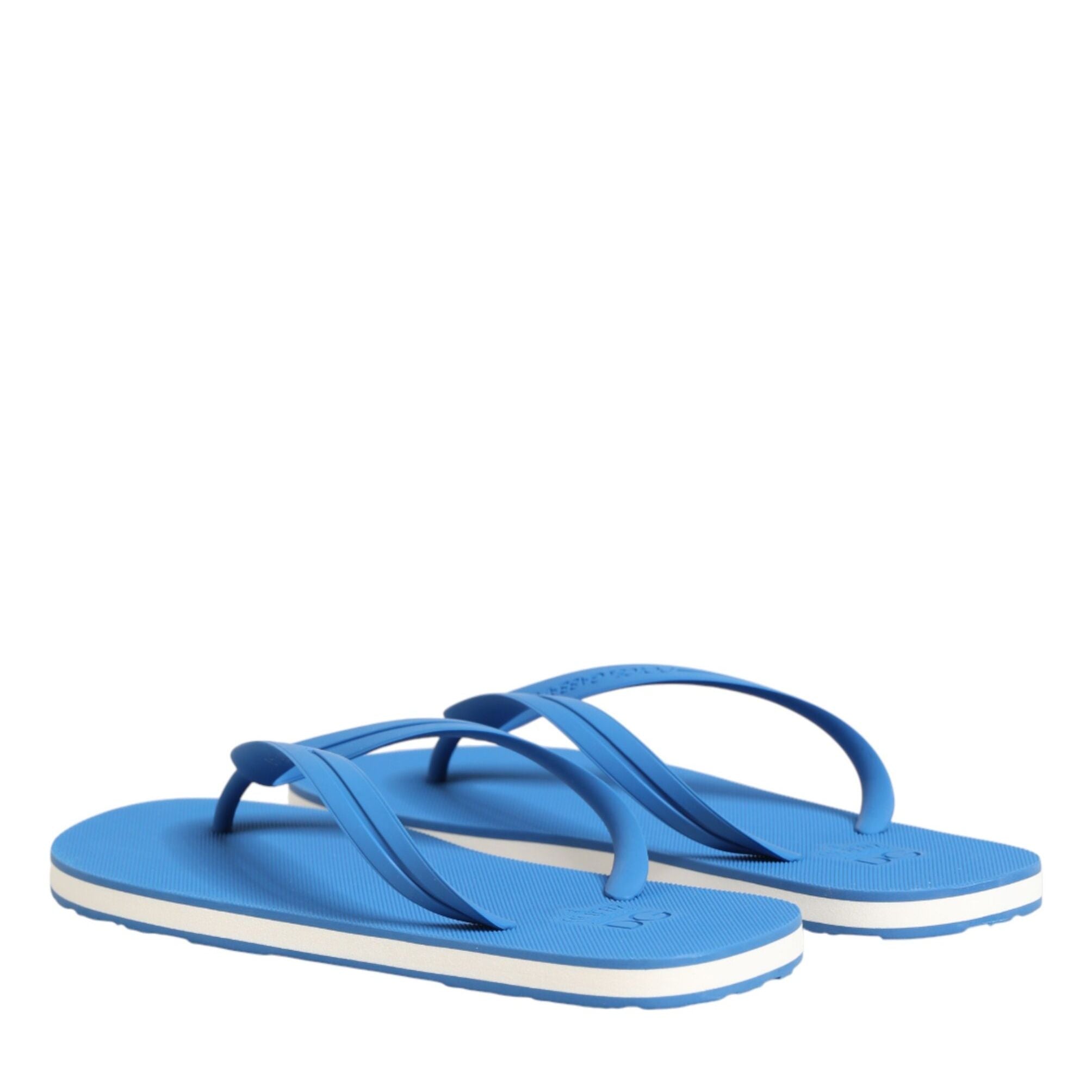 Dolce & Gabbana Blue White Logo Beachwear Flats Slipper Shoes