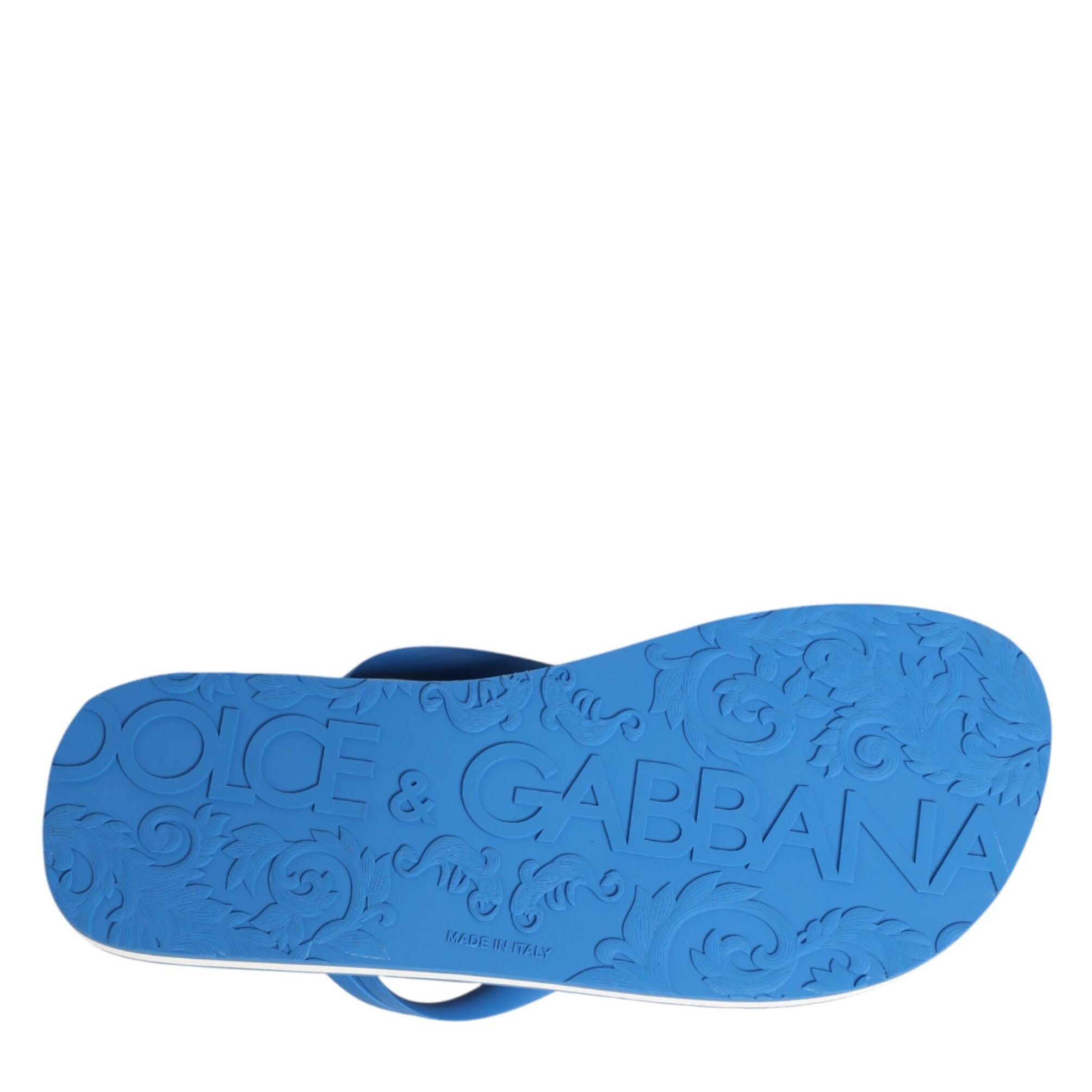 Dolce & Gabbana Blue White Logo Beachwear Flats Slipper Shoes