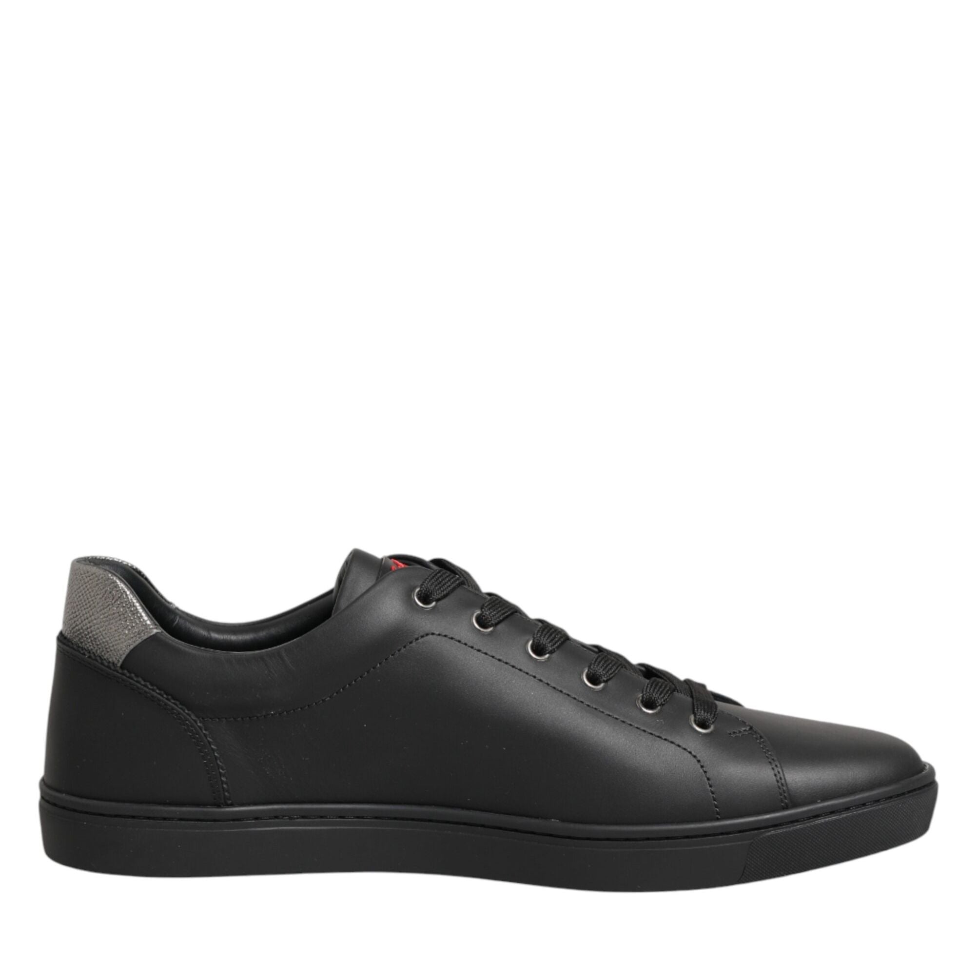 Dolce & Gabbana Black Leather Heart Embellished Sneakers Shoes