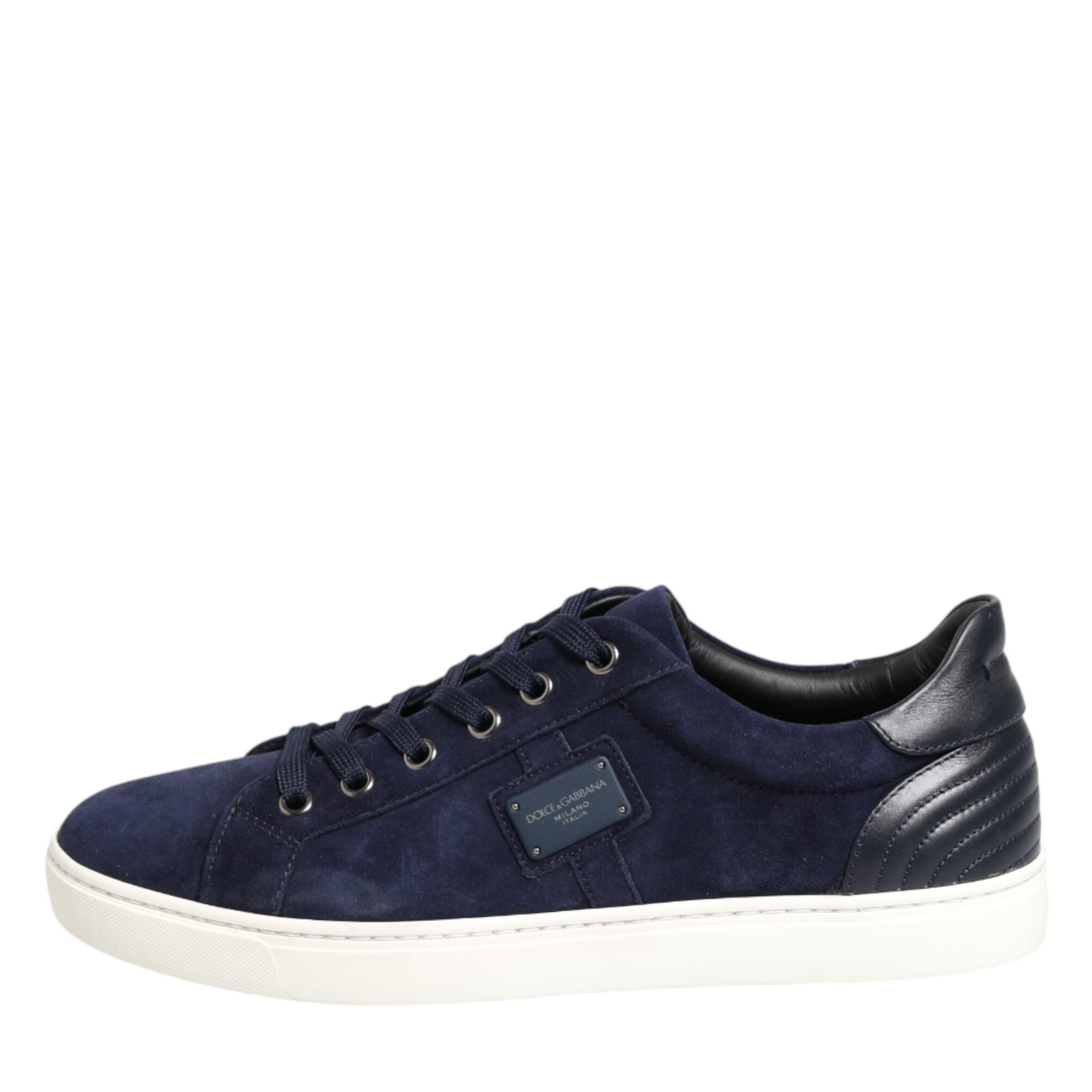 Dolce & Gabbana Blue Leather Suede Low Top Sneakers Shoes