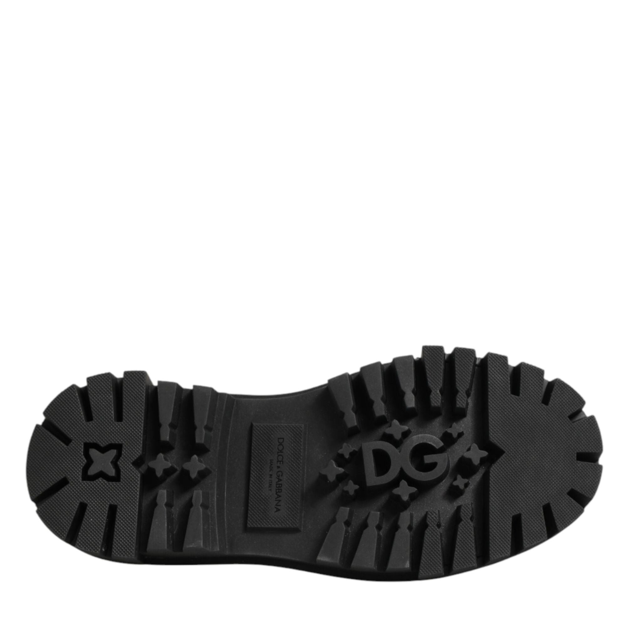 Dolce & Gabbana Black Leather Jeweled Crystals Derby Shoes