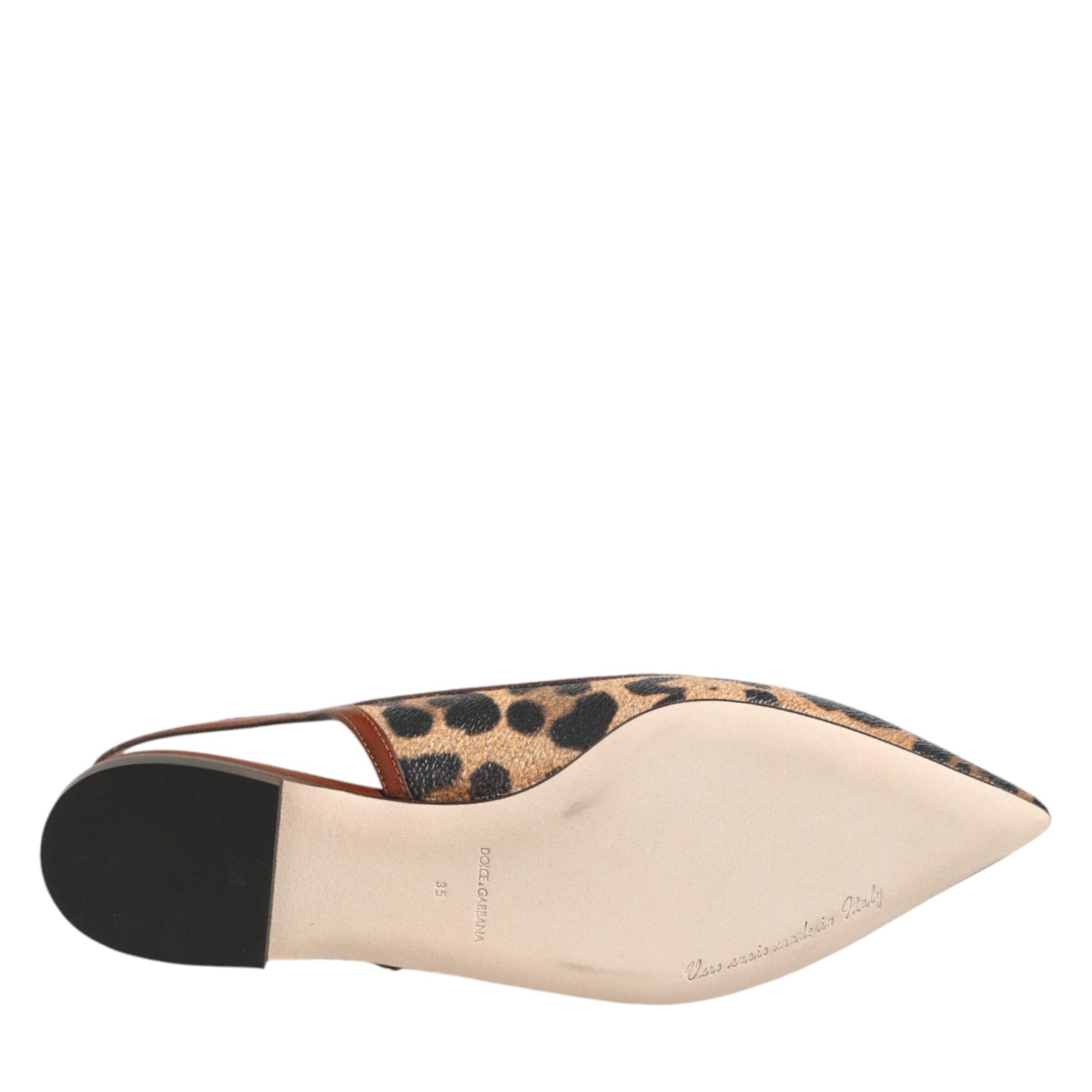 Dolce & Gabbana Brown Leopard Slingback Flats Sandals Shoes