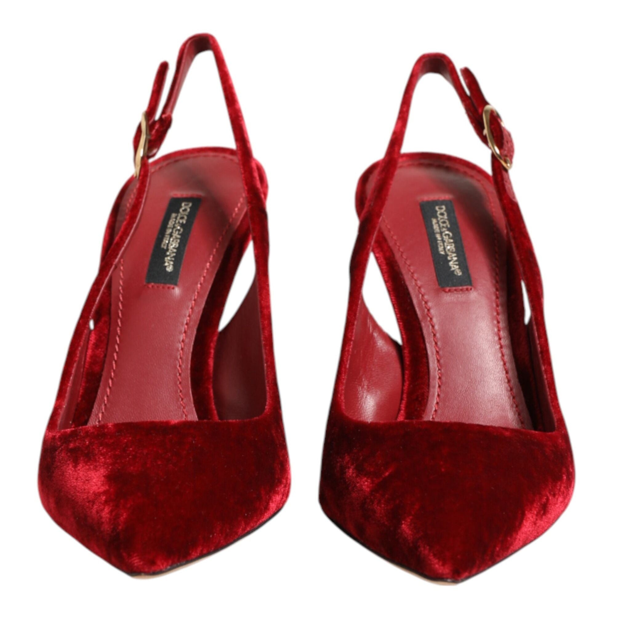 Dolce & Gabbana Red Suede High Heels Slingbacks Sandals Shoes