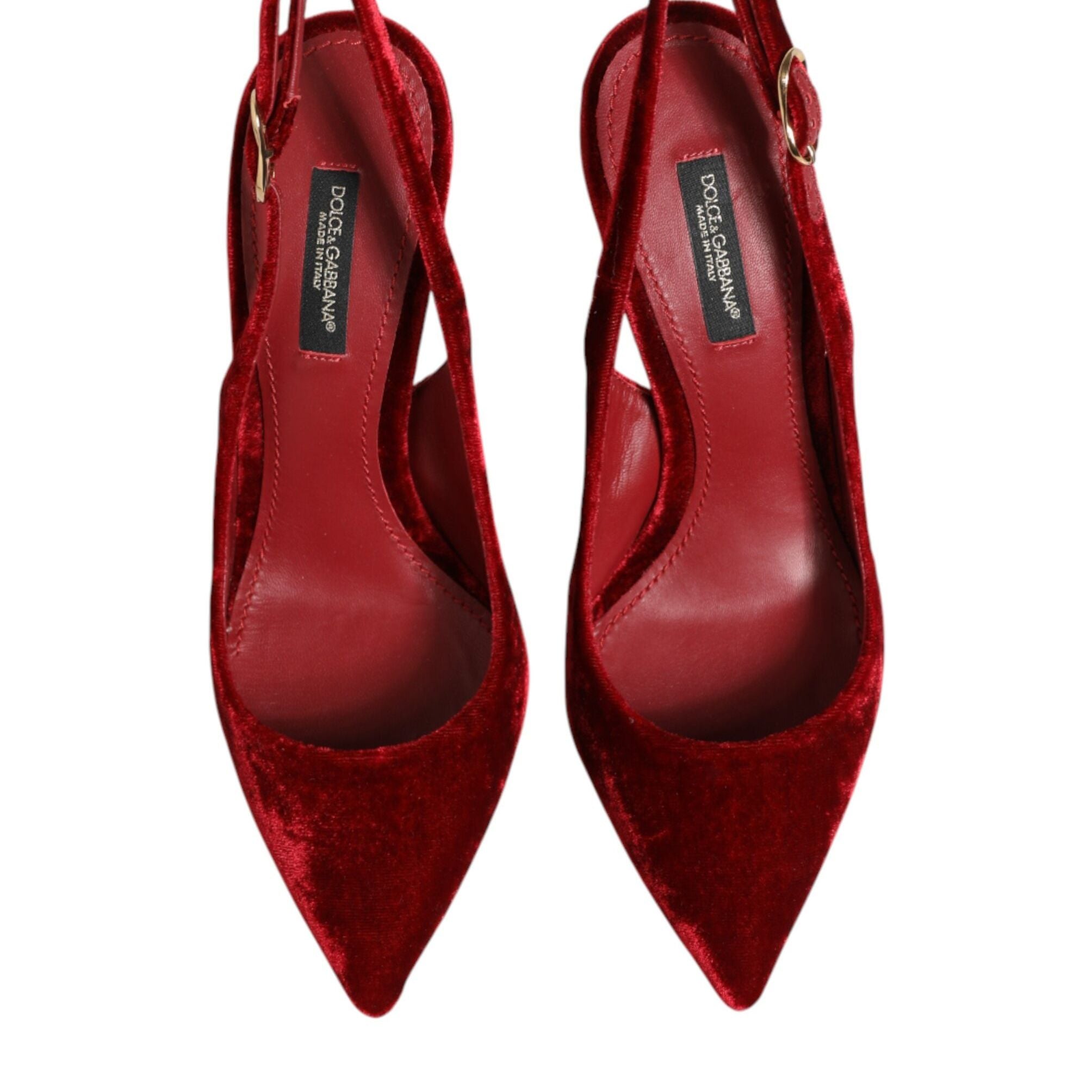 Dolce & Gabbana Red Suede High Heels Slingbacks Sandals Shoes