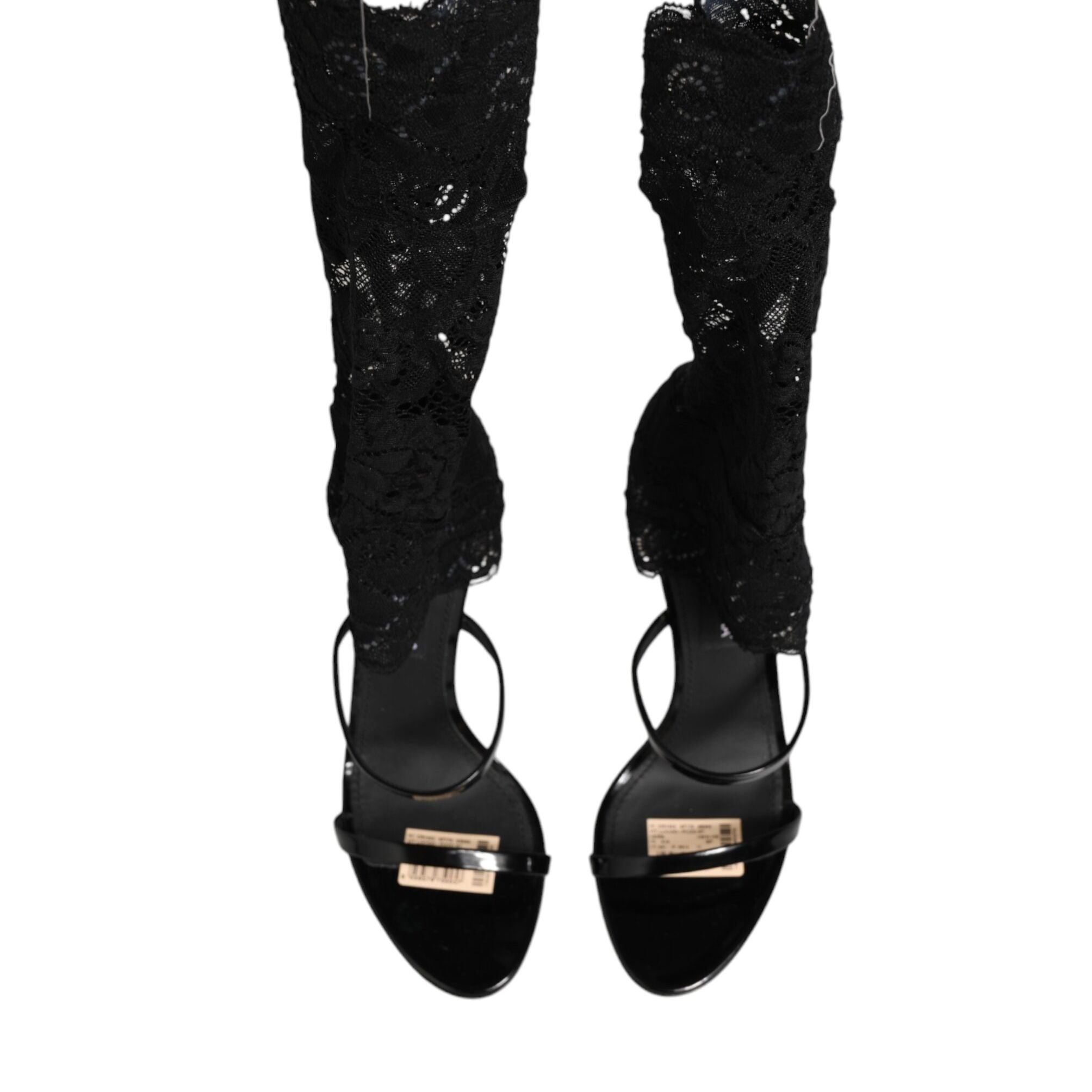 Dolce & Gabbana Black Floral Lace Heels SANDALS Shoes