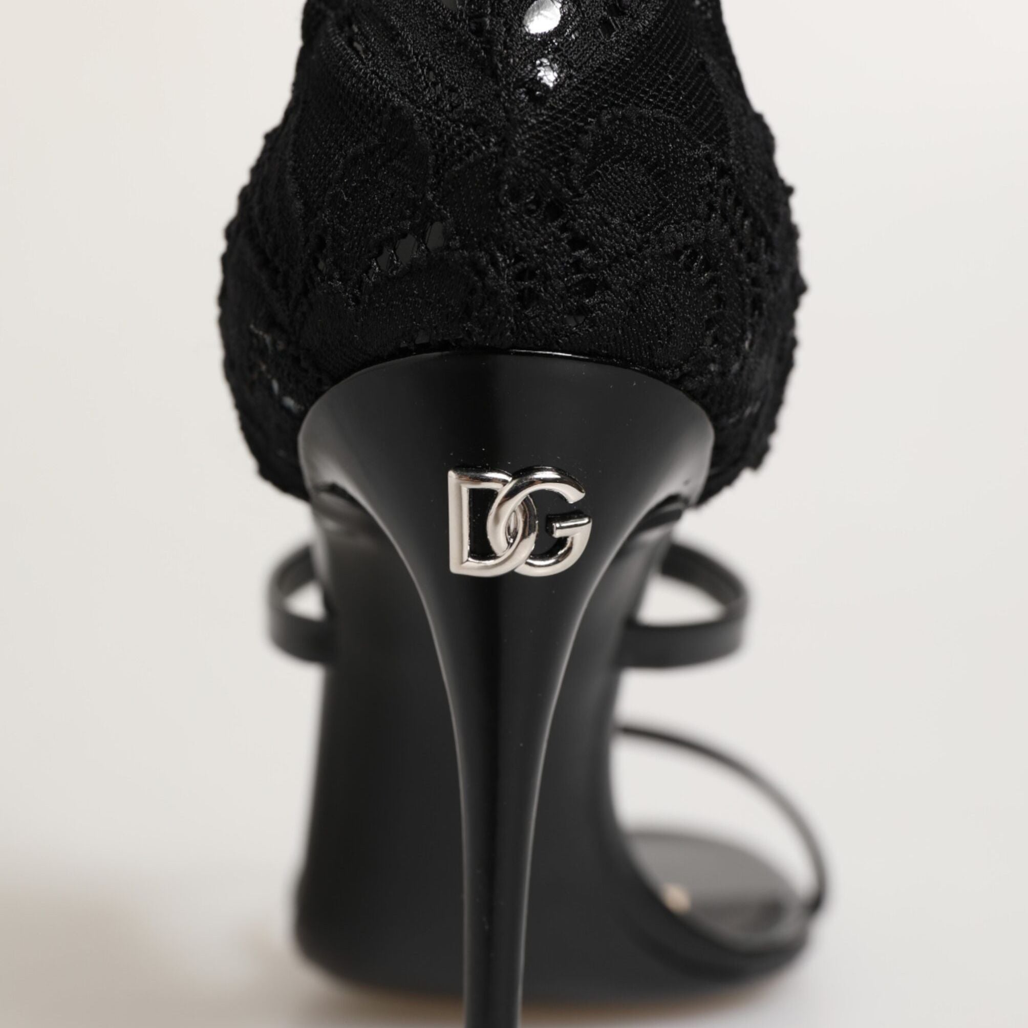 Dolce & Gabbana Black Floral Lace Heels SANDALS Shoes