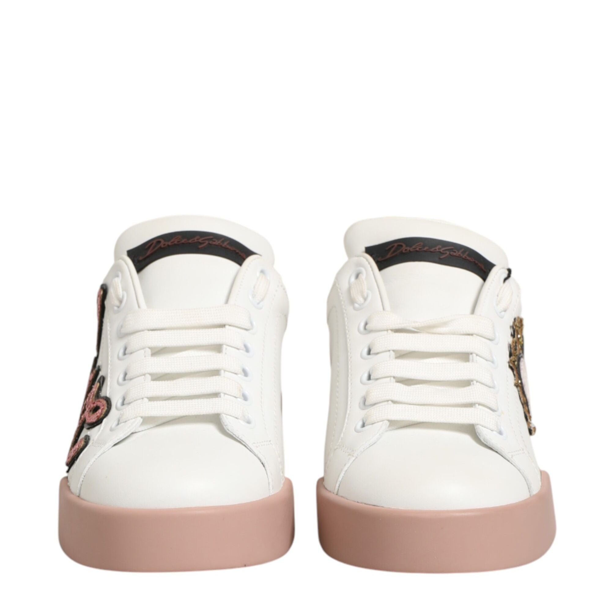 Dolce & Gabbana White Leather Sacred Heart Sneakers Shoes