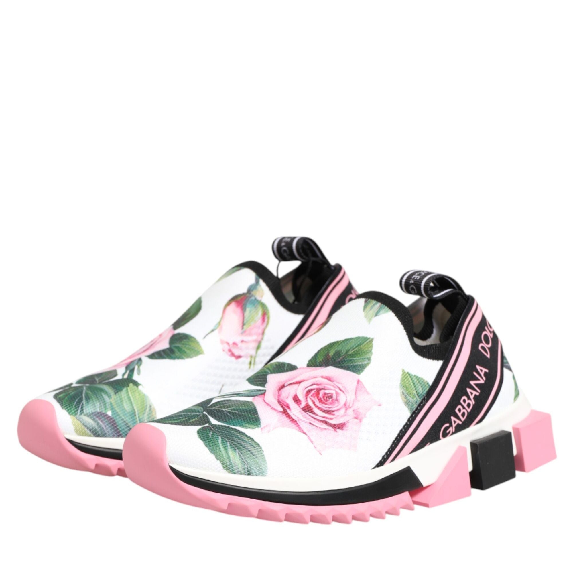 Dolce & Gabbana White Rose Print Sorrento Sneakers Shoes