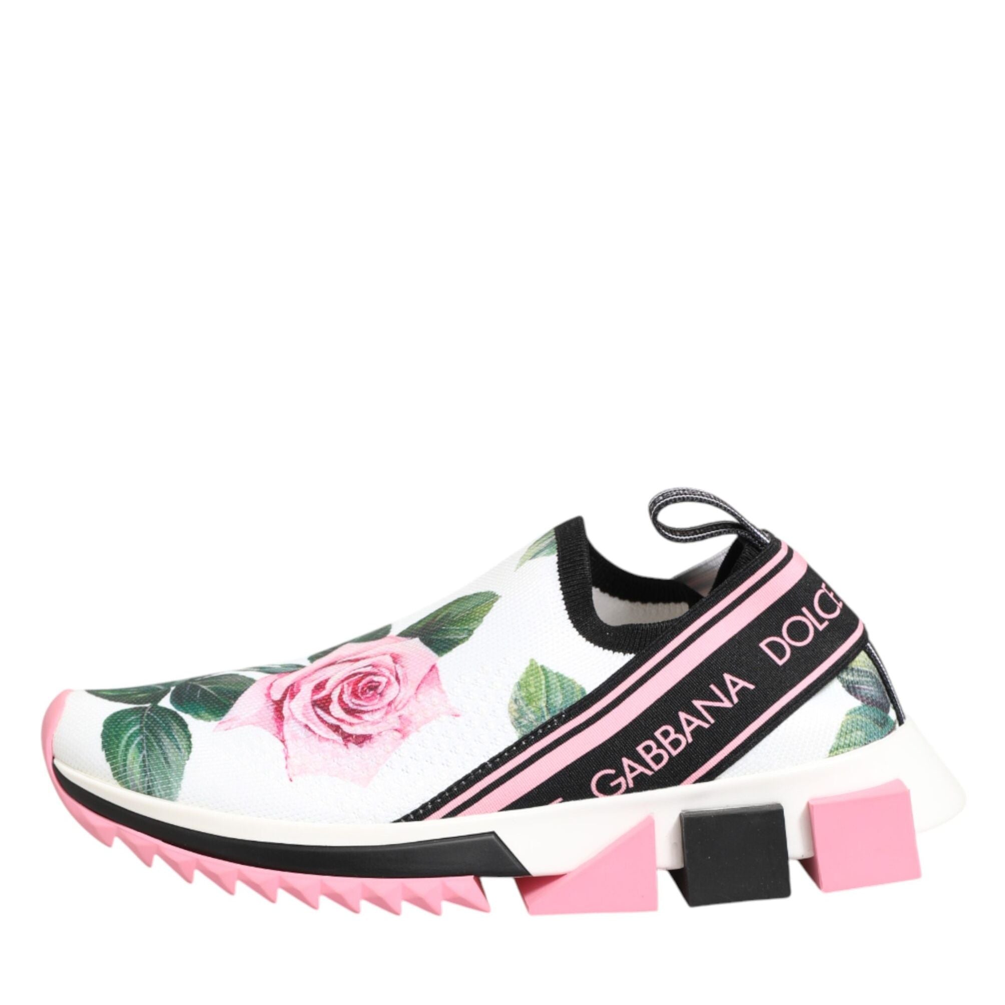 Dolce & Gabbana White Rose Print Sorrento Sneakers Shoes