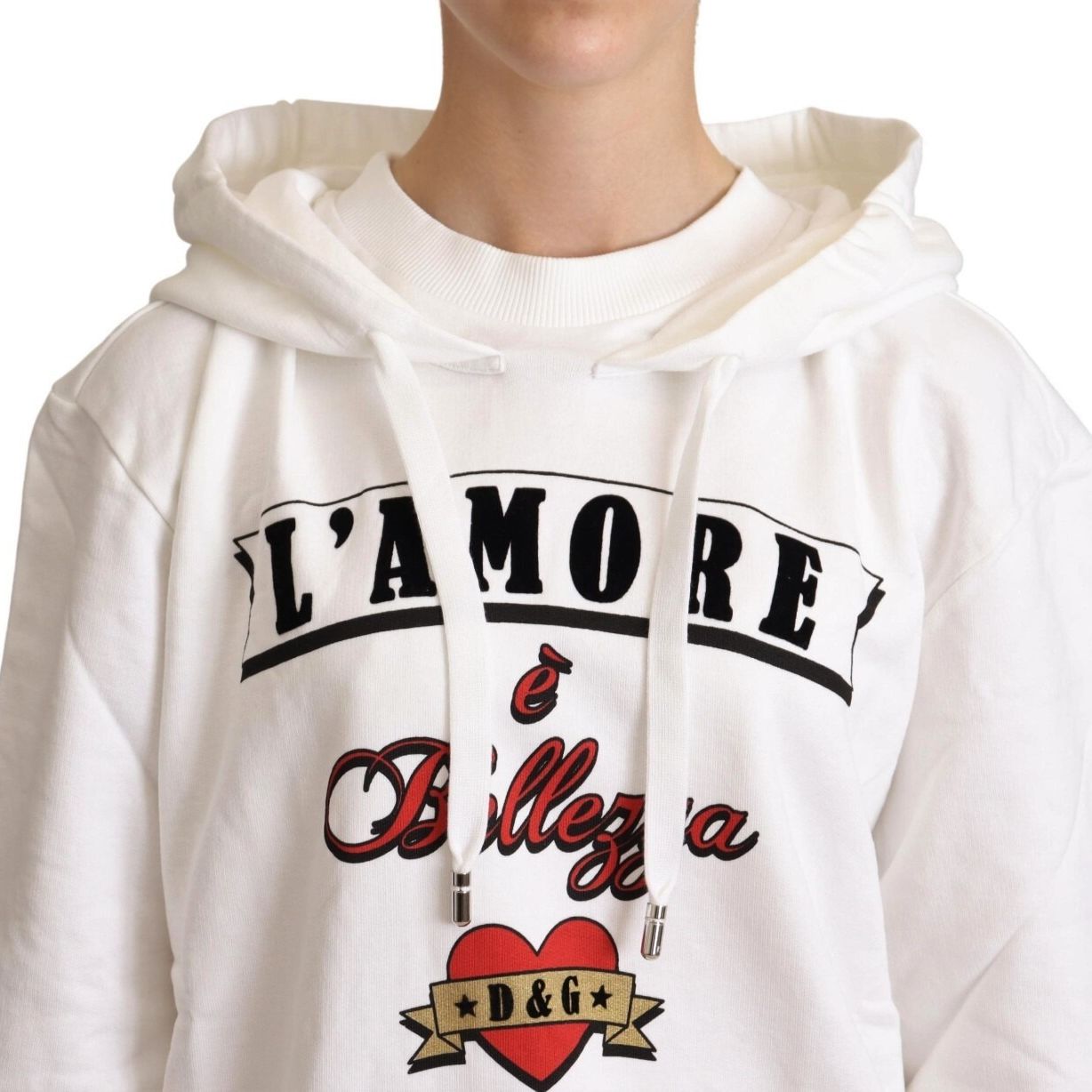 Dolce & Gabbana White L'Amore Hooded Pullover Sweater
