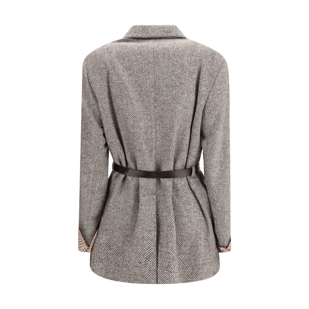 Brunello Cucinelli Brown Fleece Wool Coat