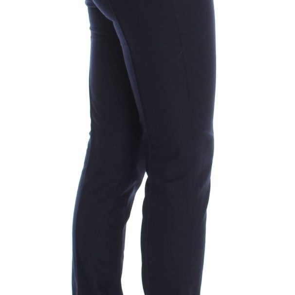 Ermanno Scervino Blue Virgin Wool Slim Fit Casual Pants