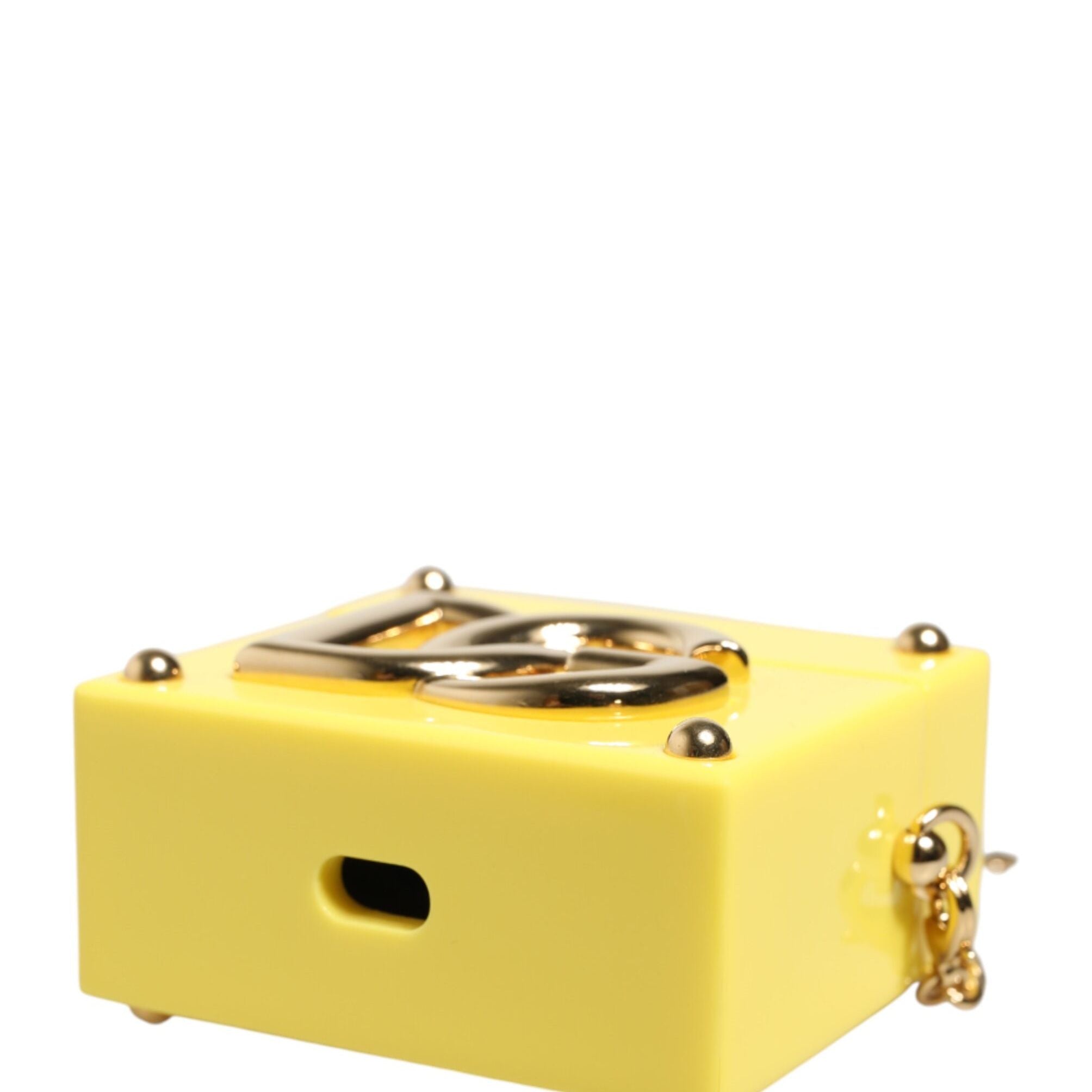 Dolce & Gabbana Yellow DG Logo Plaque Cover Gold Chain Airpods Case