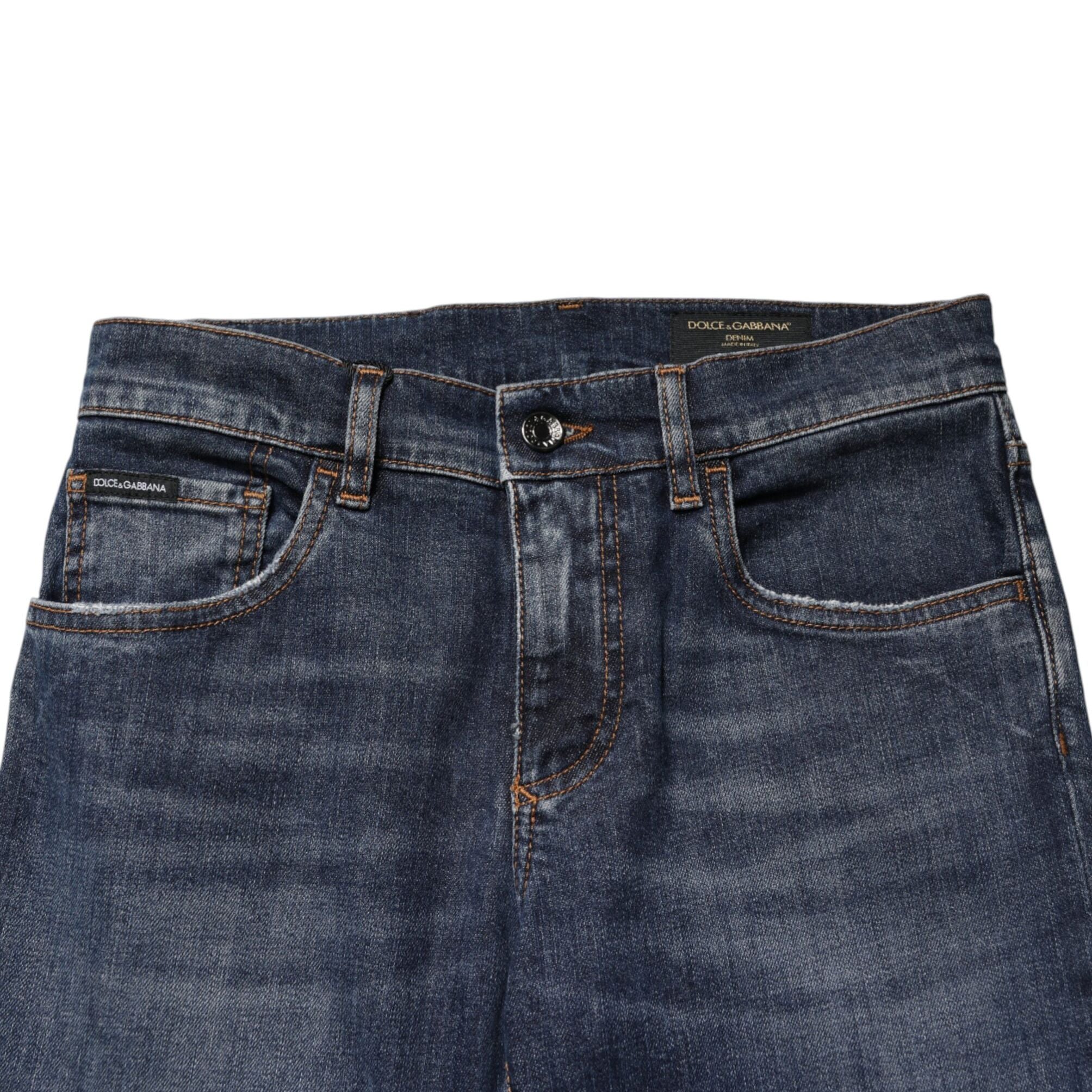 Dolce & Gabbana Blue Cotton Stretch Skinny Men Denim Jeans