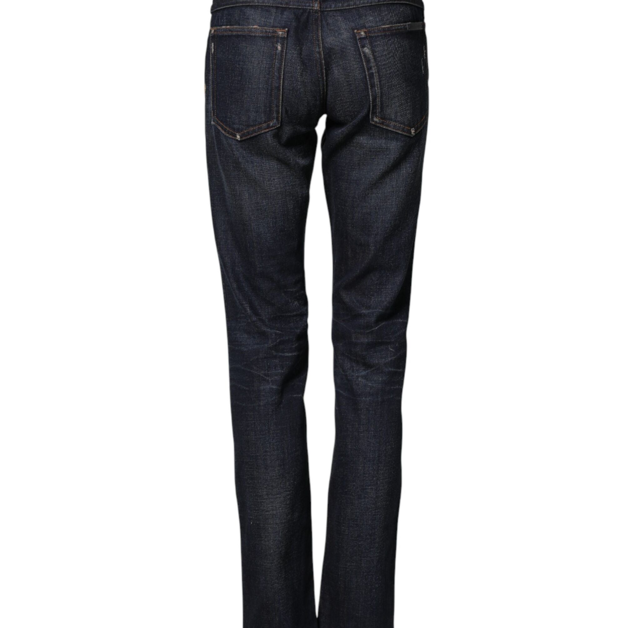 Dolce & Gabbana Dark Blue Watch GOLD Men Skinny Denim Jeans