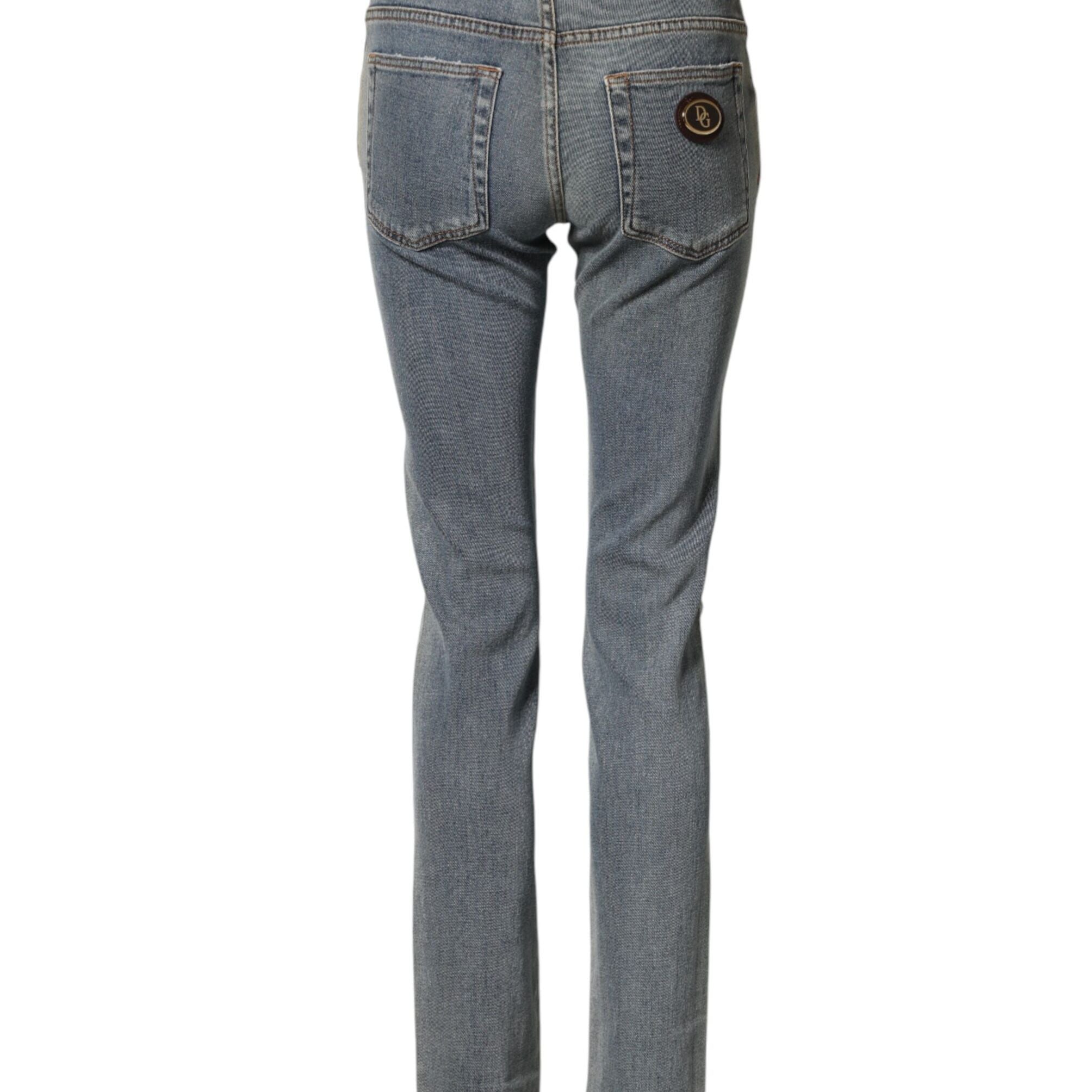 Dolce & Gabbana Blue Two Tone Cotton Men Skinny Denim Jeans