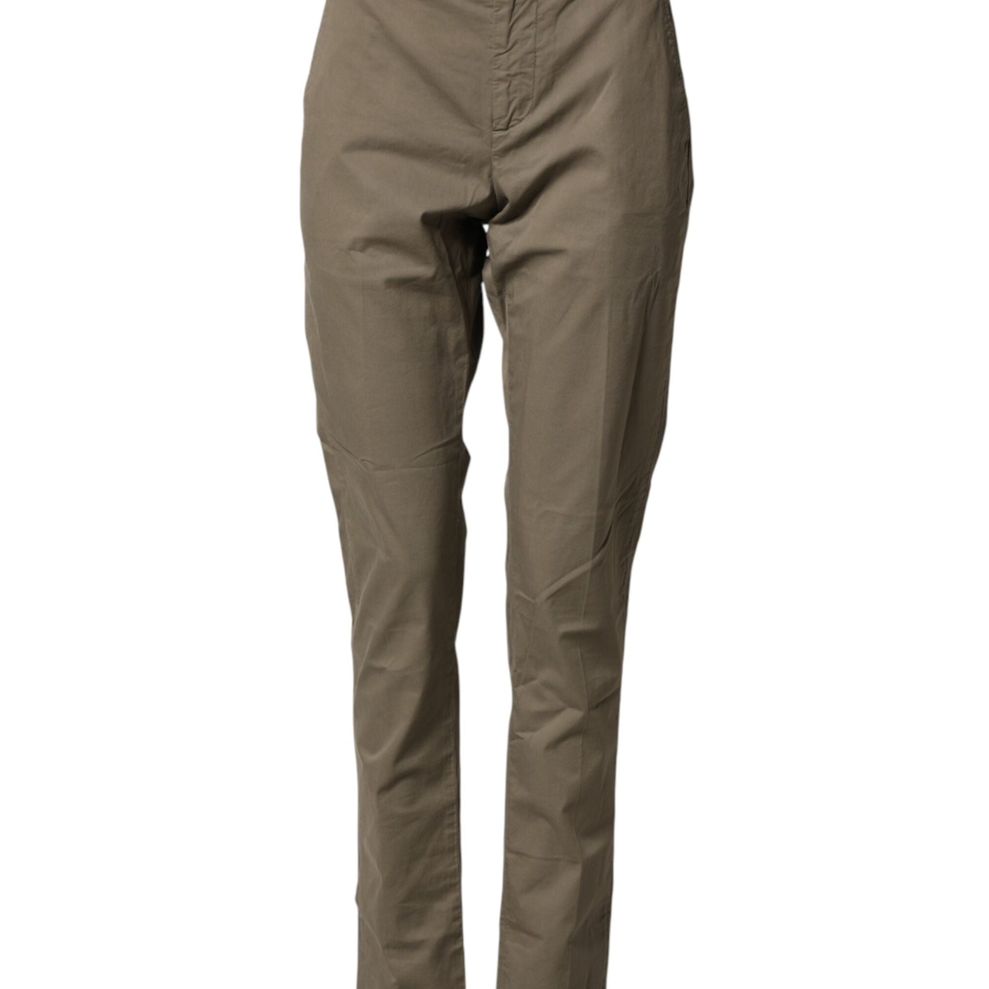 Dondup Beige Cotton Stretch Straight Chino Men Trouser Pants