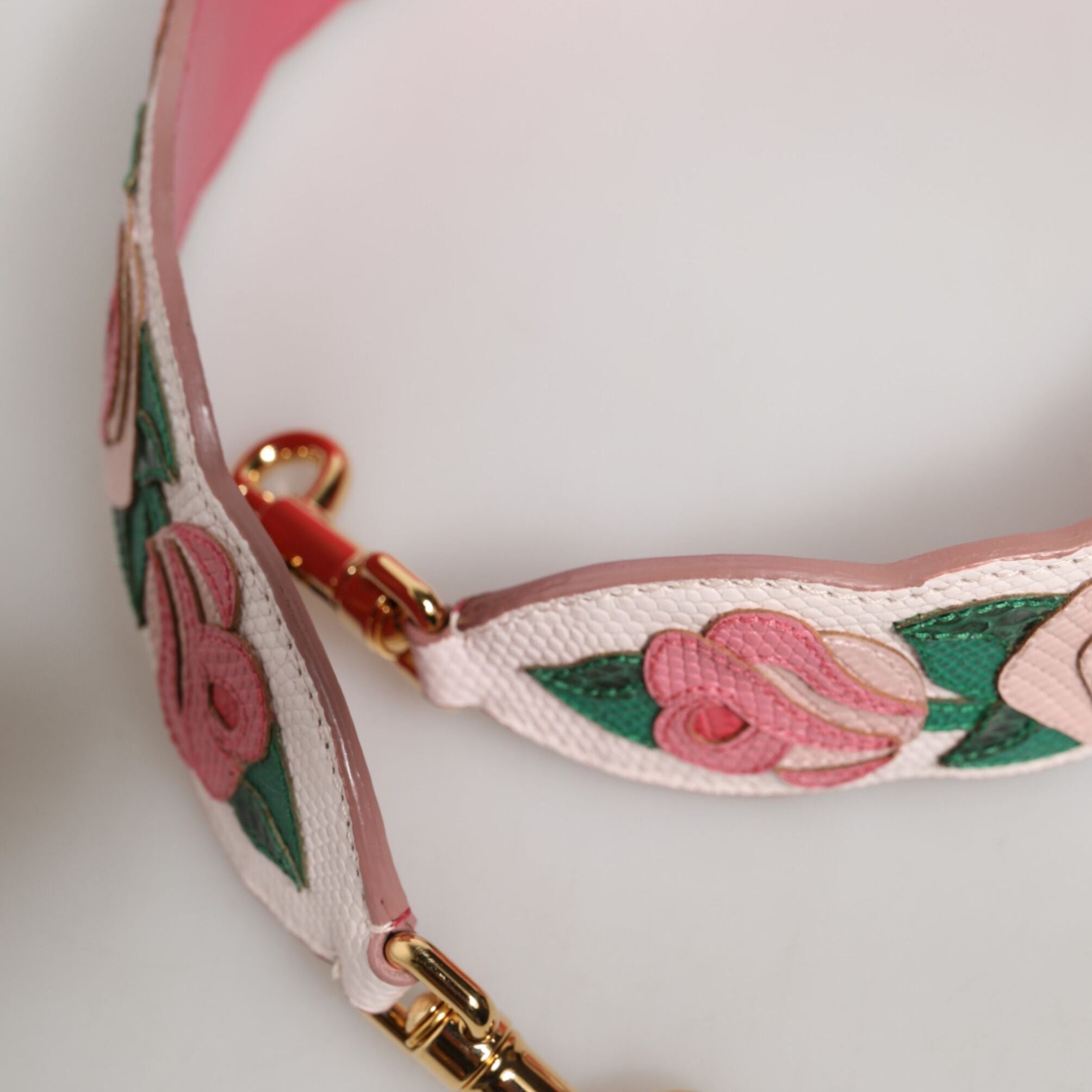 Dolce & Gabbana Strap White Floral Calf Leather Bag Accessory Shoulder