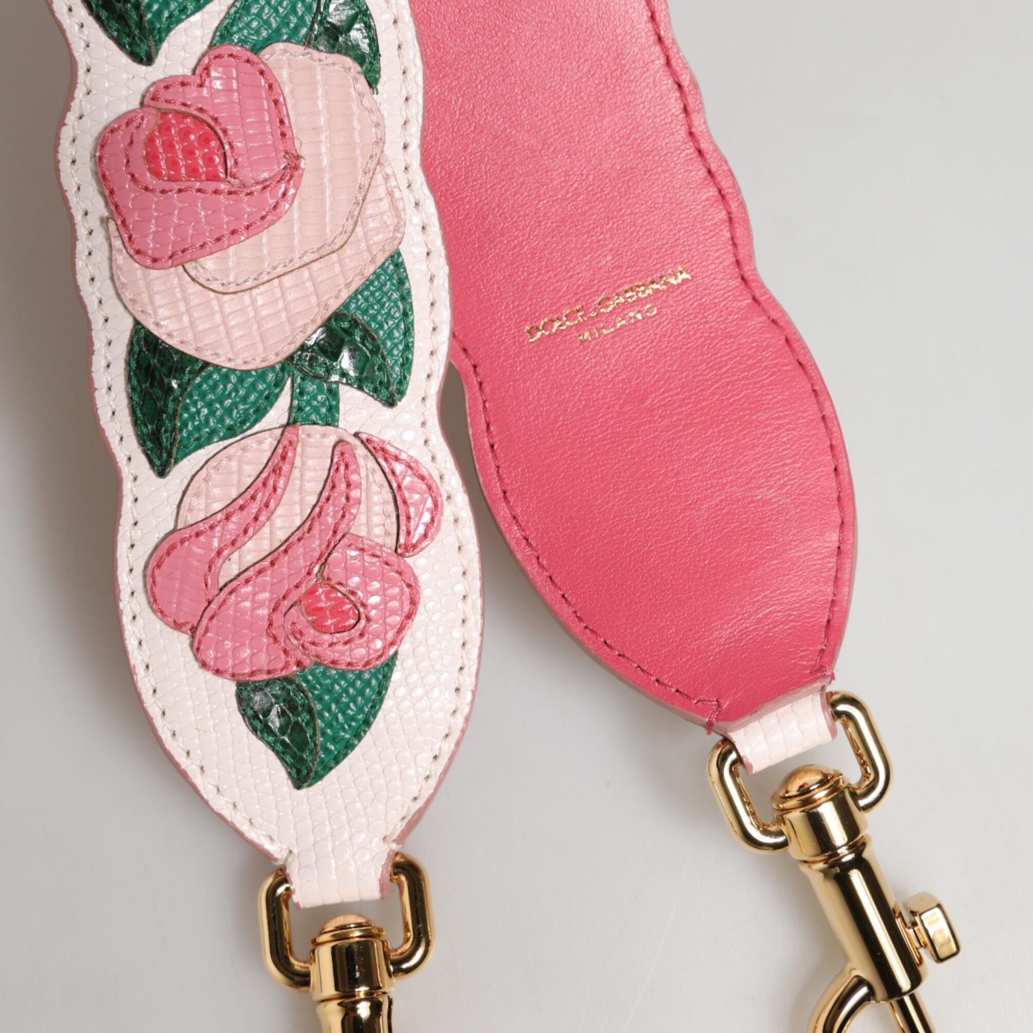 Dolce & Gabbana Strap White Floral Calf Leather Bag Accessory Shoulder