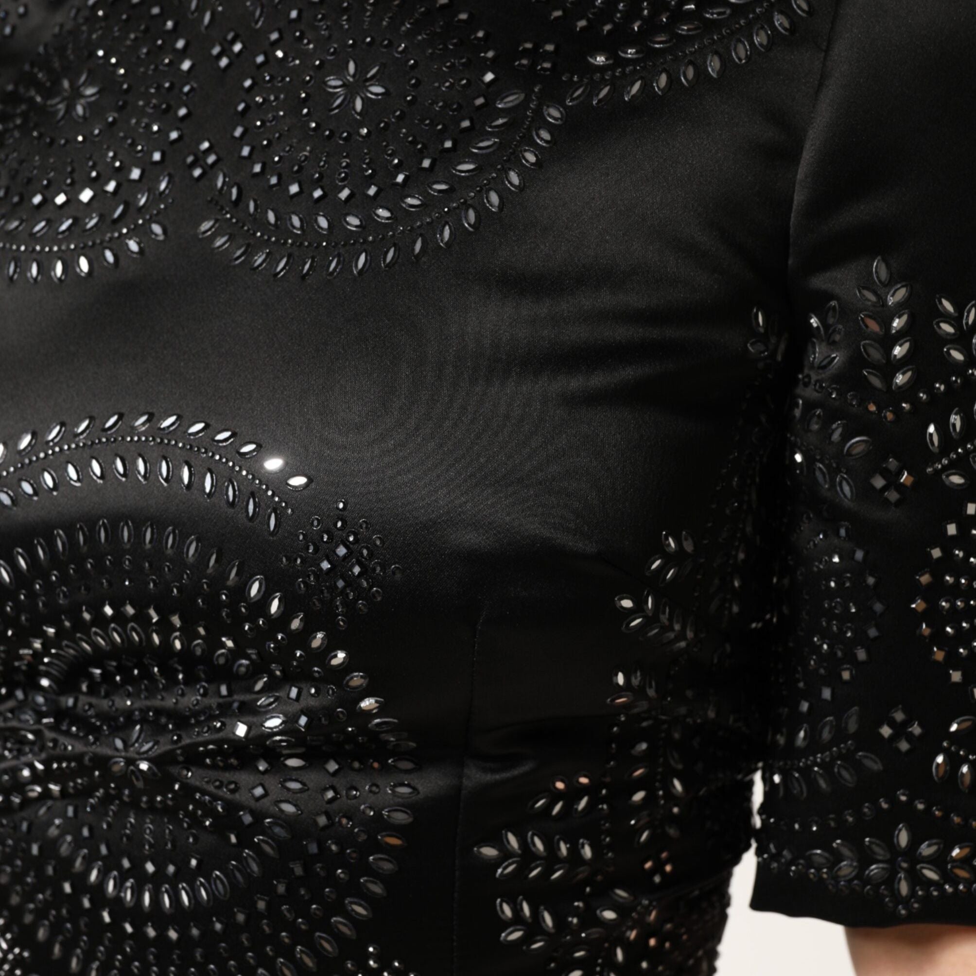 Dolce & Gabbana Black Embellished Short Sleeve Sheath Dress