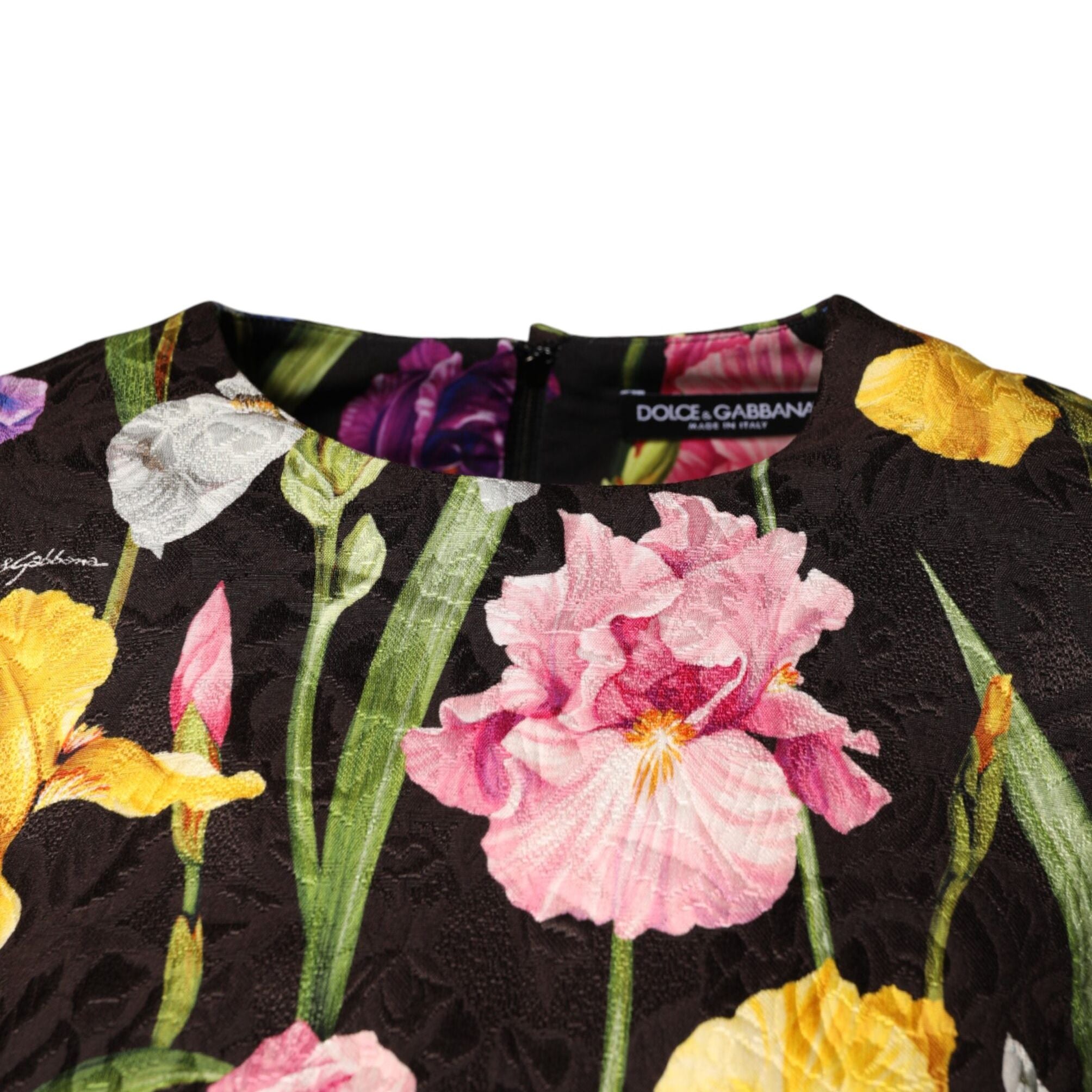 Dolce & Gabbana Black Floral Brocade A-line Mini Dress