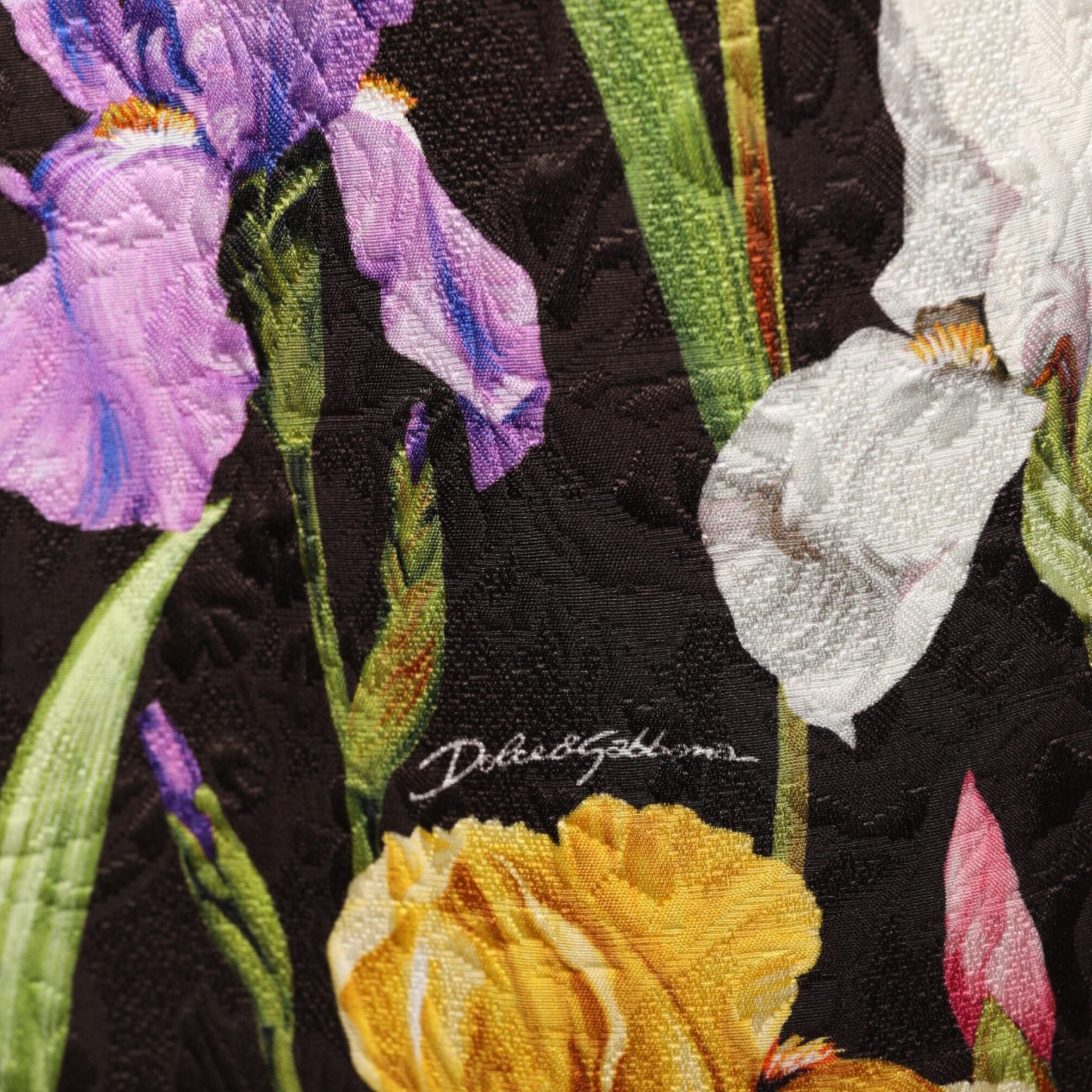 Dolce & Gabbana Black Floral Brocade A-line Mini Dress