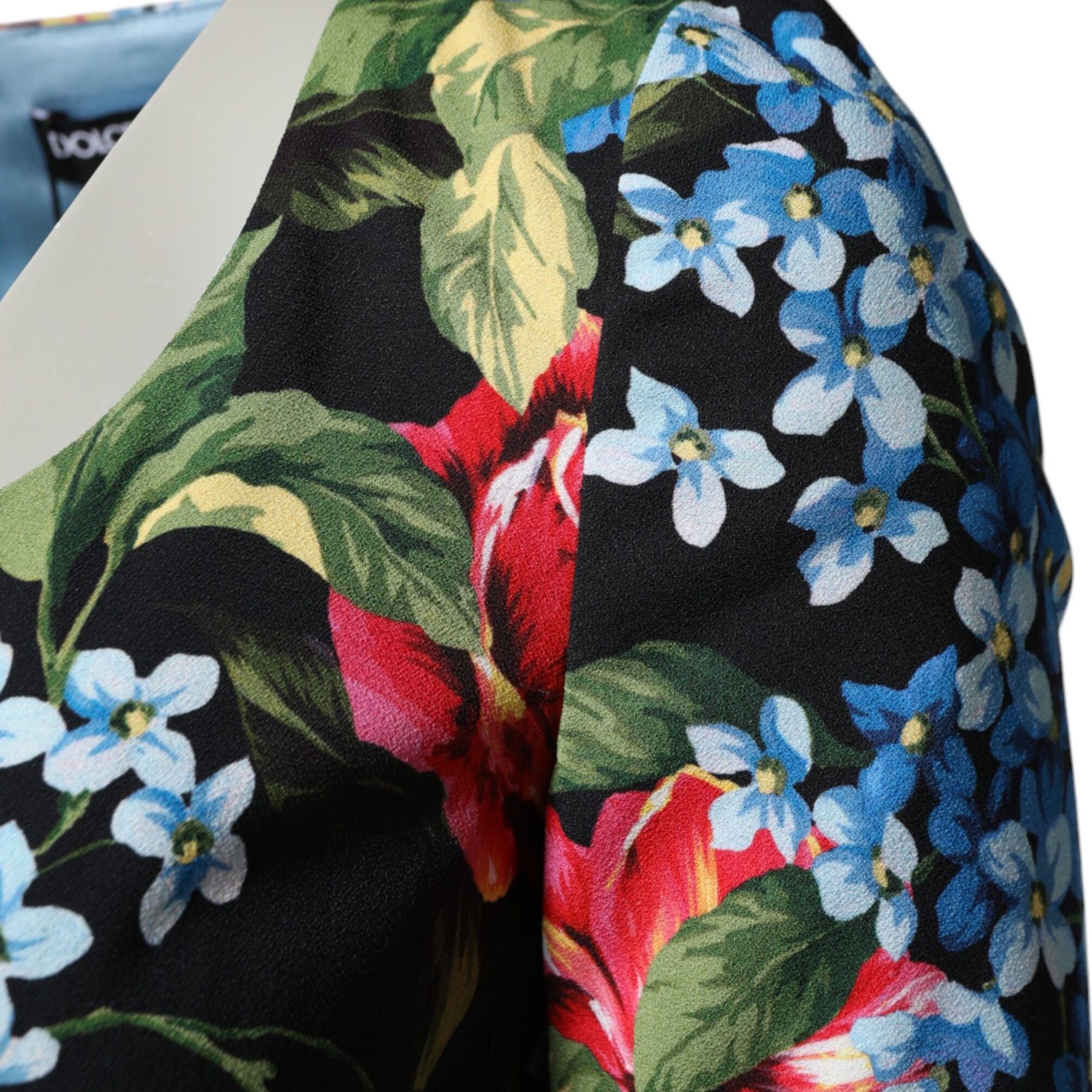 Dolce & Gabbana Black Floral Print Viscose Sheath Midi Dress