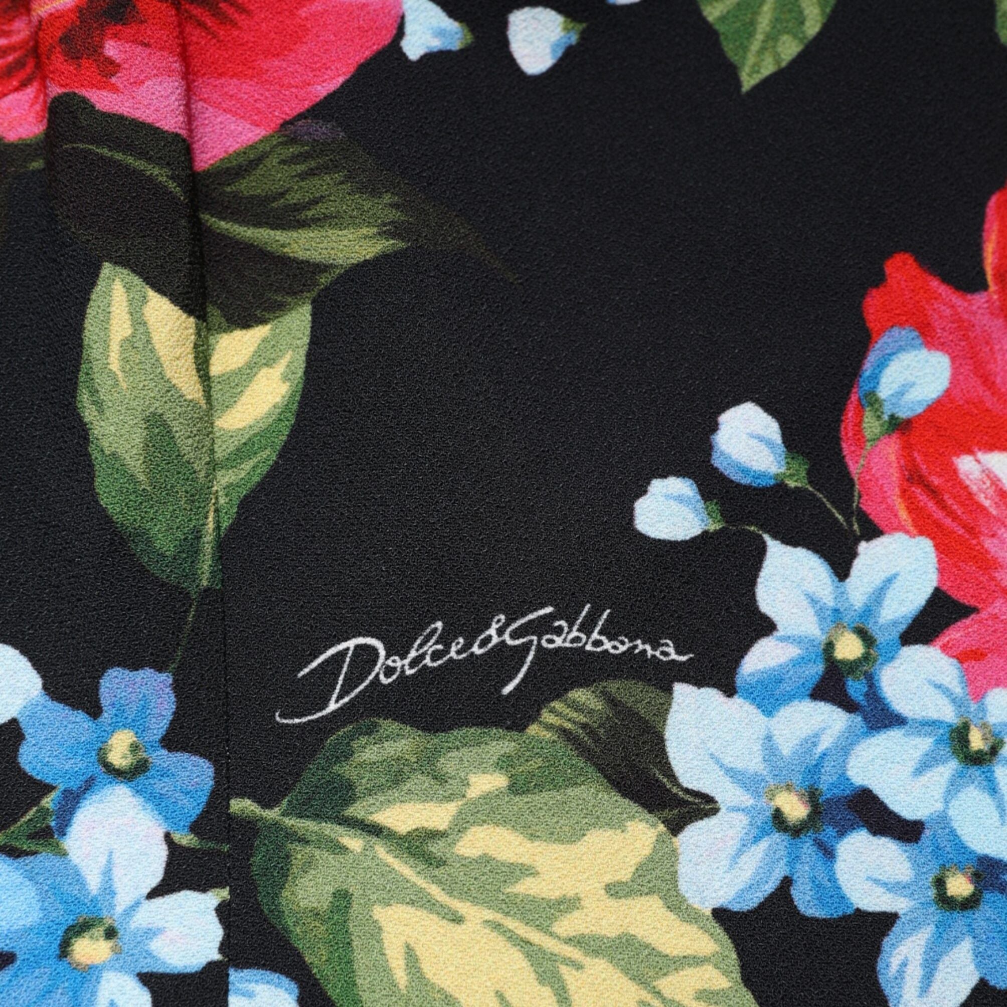 Dolce & Gabbana Black Floral Print Viscose Sheath Midi Dress