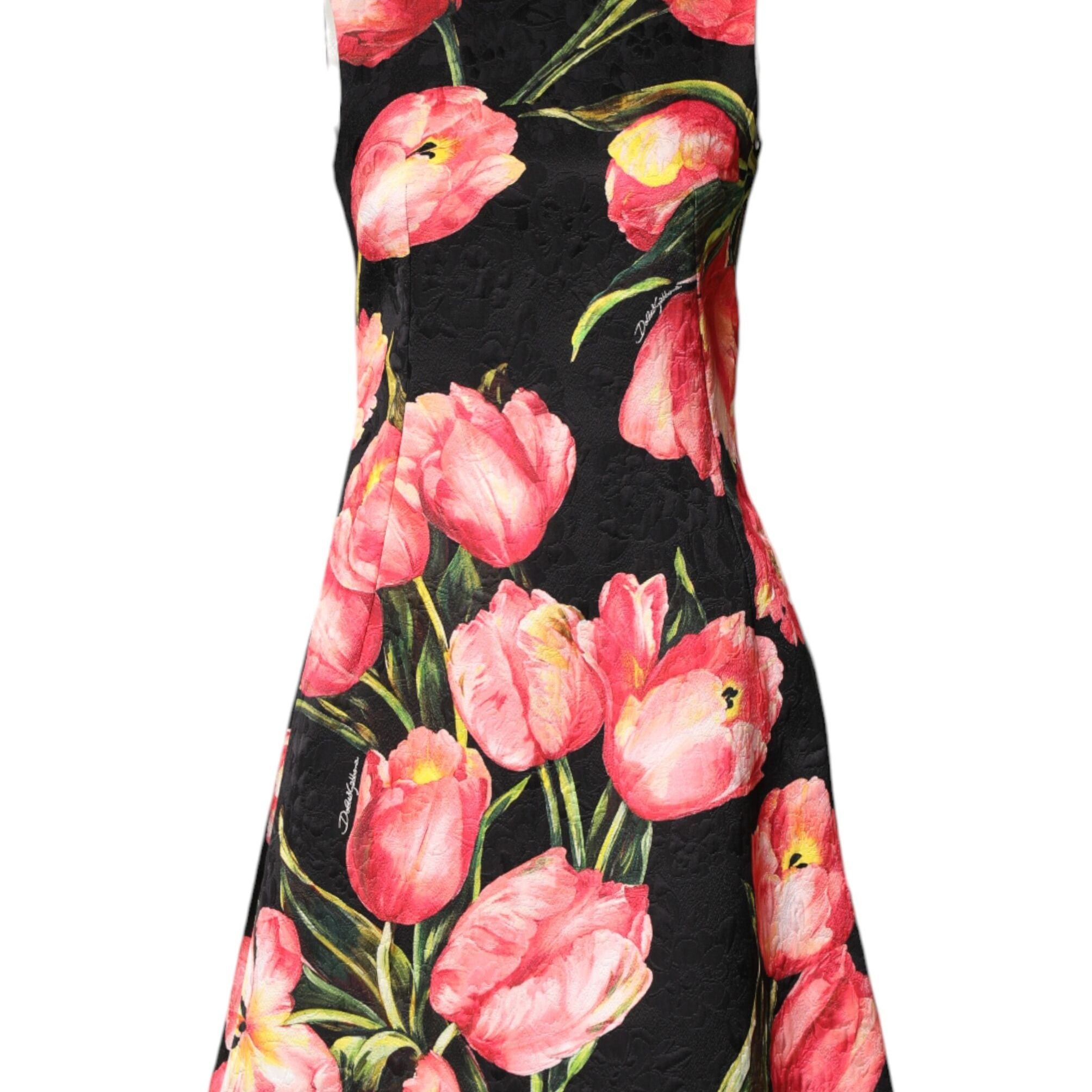Dolce & Gabbana Black Floral Print Viscose A-line Mini Dress