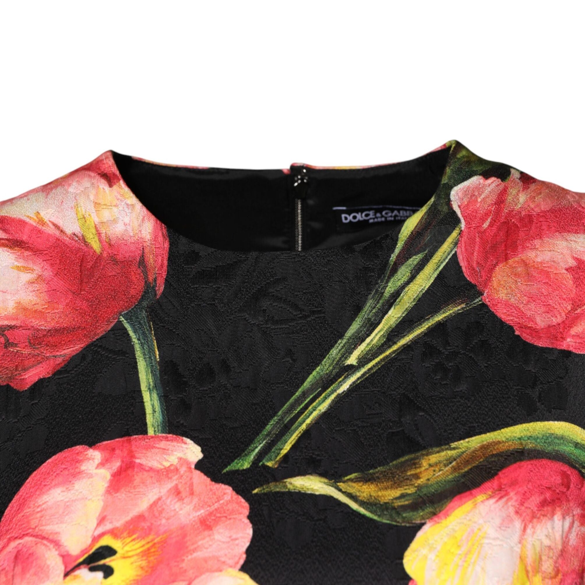 Dolce & Gabbana Black Floral Print Viscose A-line Mini Dress