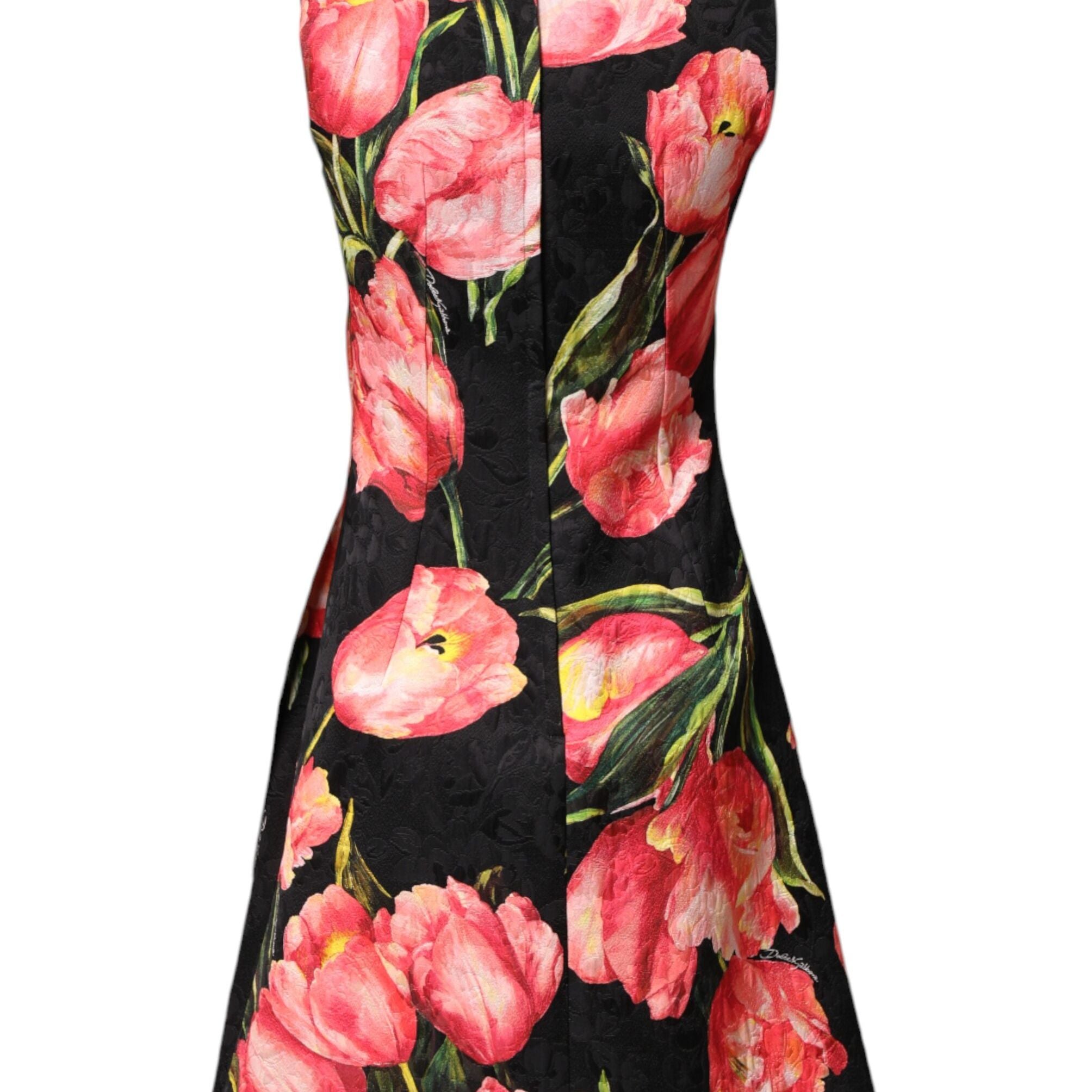 Dolce & Gabbana Black Floral Print Viscose A-line Mini Dress
